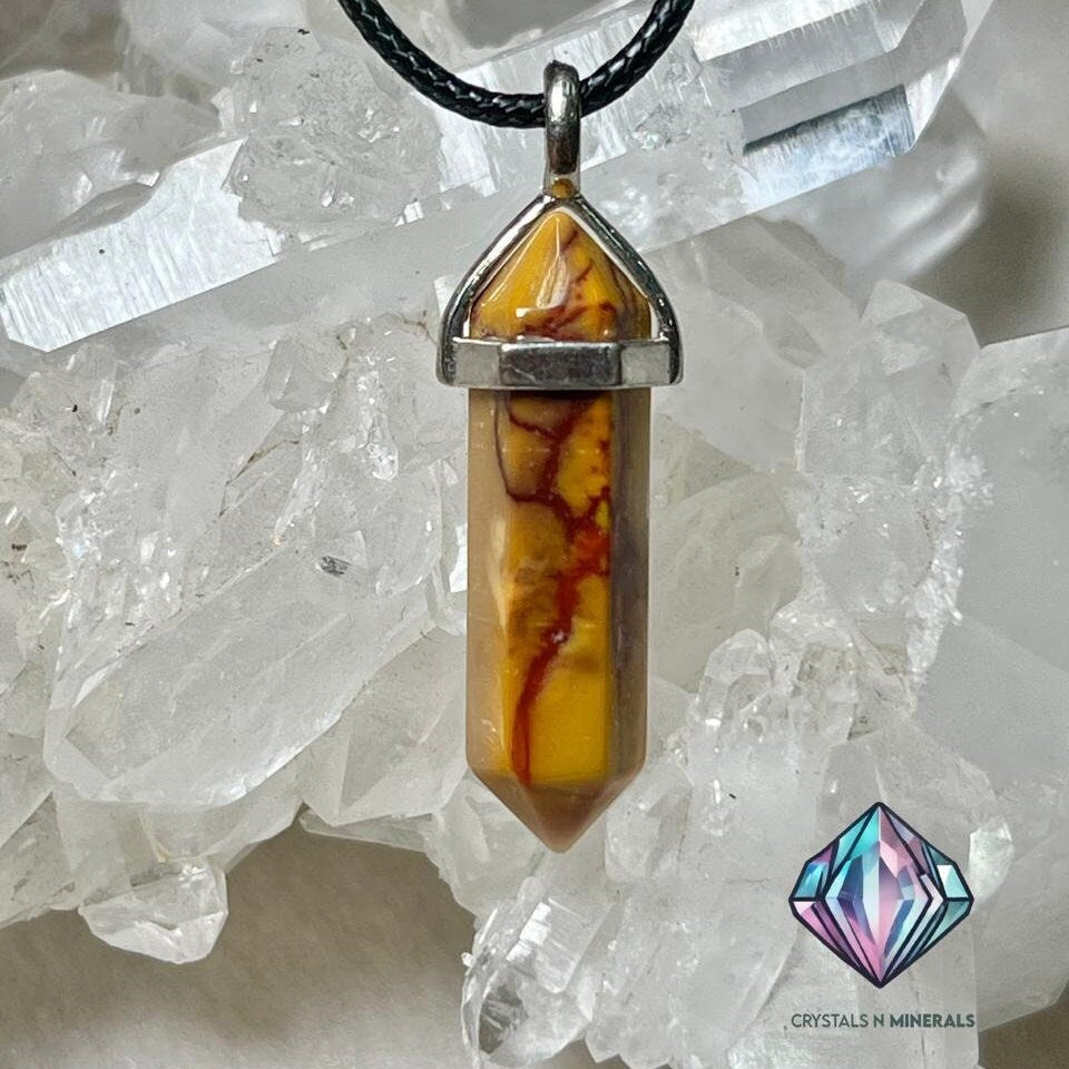 Mookite Jasper Stone Double Point Pencil Pendant with Black Cord