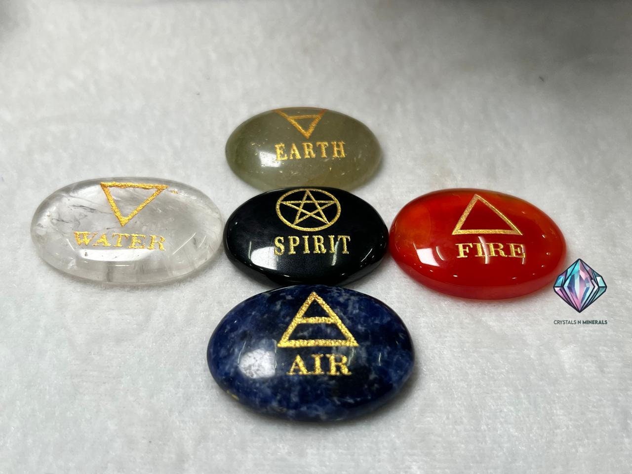 Five Elements Stone Set Earth, Air,Fire,Water & Spirit Magic, Spells, Wiccan,Metaphysical, Quartz,Carnelian,Sodalite,Aventurine , B Obsidian