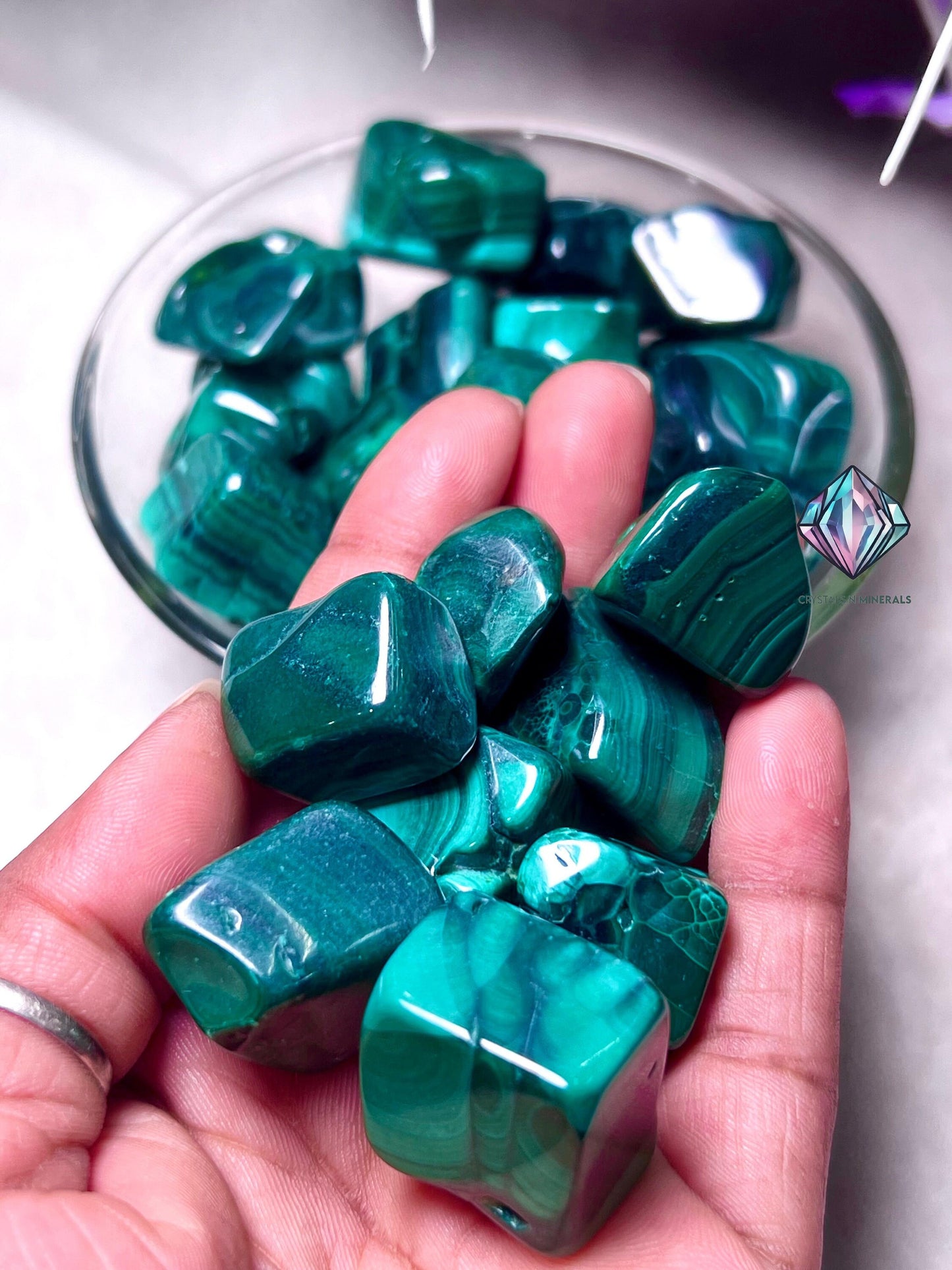 Malachite Stone Tumbled Stone - Spiritual Stone -Healing Crystals in pack sizes of 1,3,5, and 10 Pieces Quality AAAAA +++++