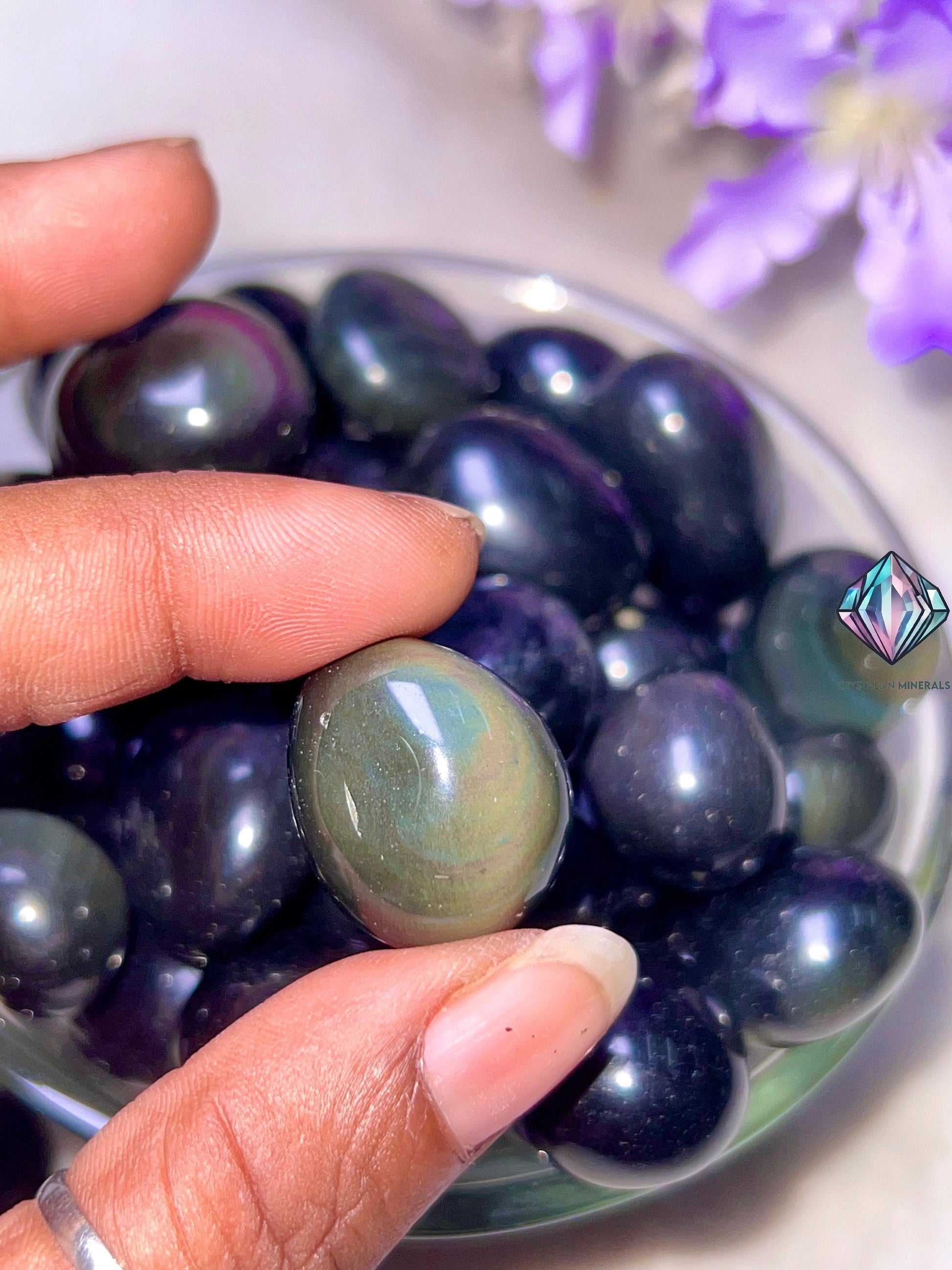 Rainbow Obsidian Tumbled Stone – Spiritual Healing Crystal – Available in Packs of 1, 3, 5, and 10 Pieces (AAAAA+ Quality)