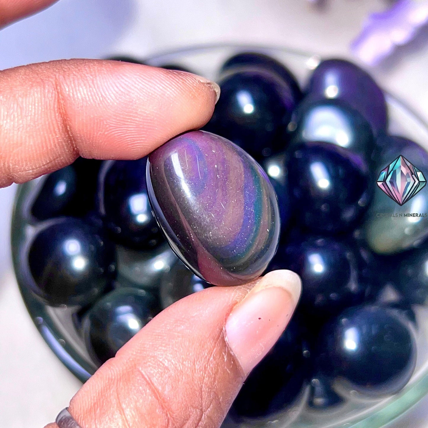 Rainbow Obsidian Tumbled Stone – Spiritual Healing Crystal – Available in Packs of 1, 3, 5, and 10 Pieces (AAAAA+ Quality)