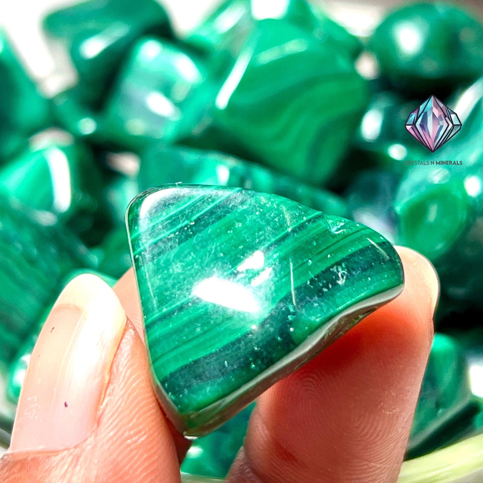 Malachite Stone Tumbled Stone - Spiritual Stone -Healing Crystals in pack sizes of 1,3,5, and 10 Pieces Quality AAAAA +++++