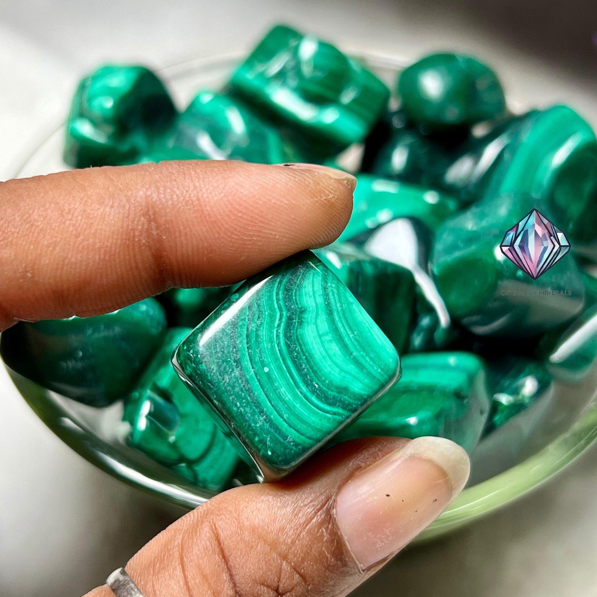 Malachite Stone Tumbled Stone - Spiritual Stone -Healing Crystals in pack sizes of 1,3,5, and 10 Pieces Quality AAAAA +++++