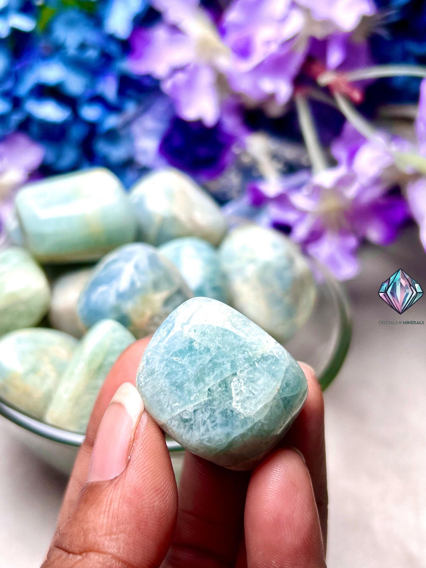 Aquamarine Stone Tumbled Stone - Spiritual Stone -Healing Crystals in pack sizes of 1,3,5, and 10 Pieces Quality AAAAA +++++