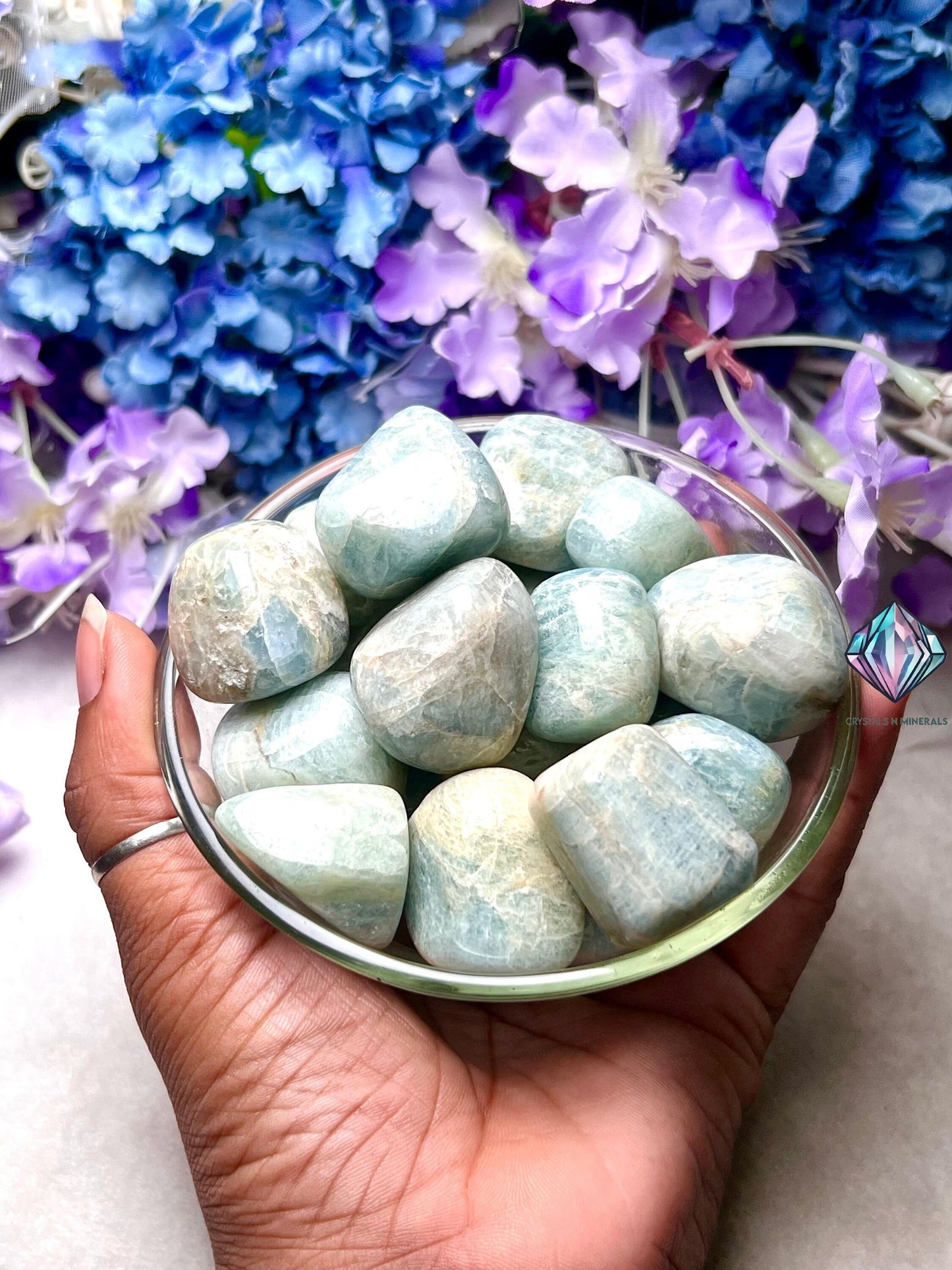 Aquamarine Stone Tumbled Stone - Spiritual Stone -Healing Crystals in pack sizes of 1,3,5, and 10 Pieces Quality AAAAA +++++