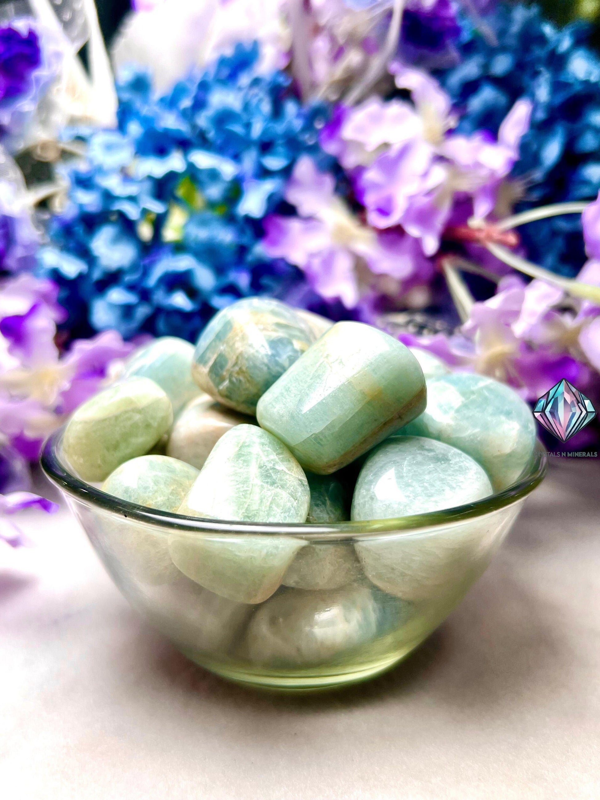 Aquamarine Stone Tumbled Stone - Spiritual Stone -Healing Crystals in pack sizes of 1,3,5, and 10 Pieces Quality AAAAA +++++