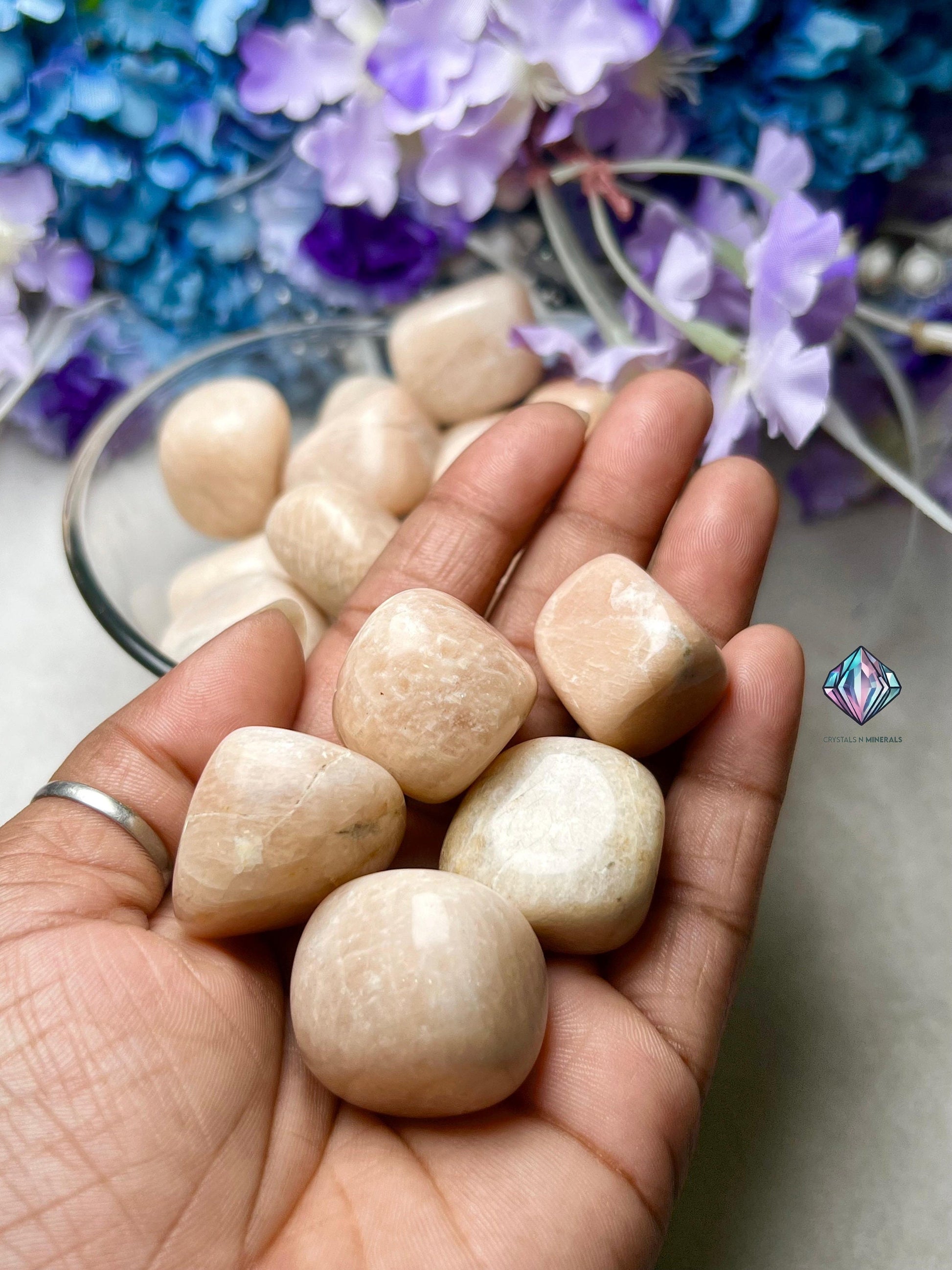 Peach Moonstone Stone Tumbled Stone - Spiritual Stone -Healing Crystals in pack sizes of 1,3,5, and 10 Pieces Quality AAAAA +++++