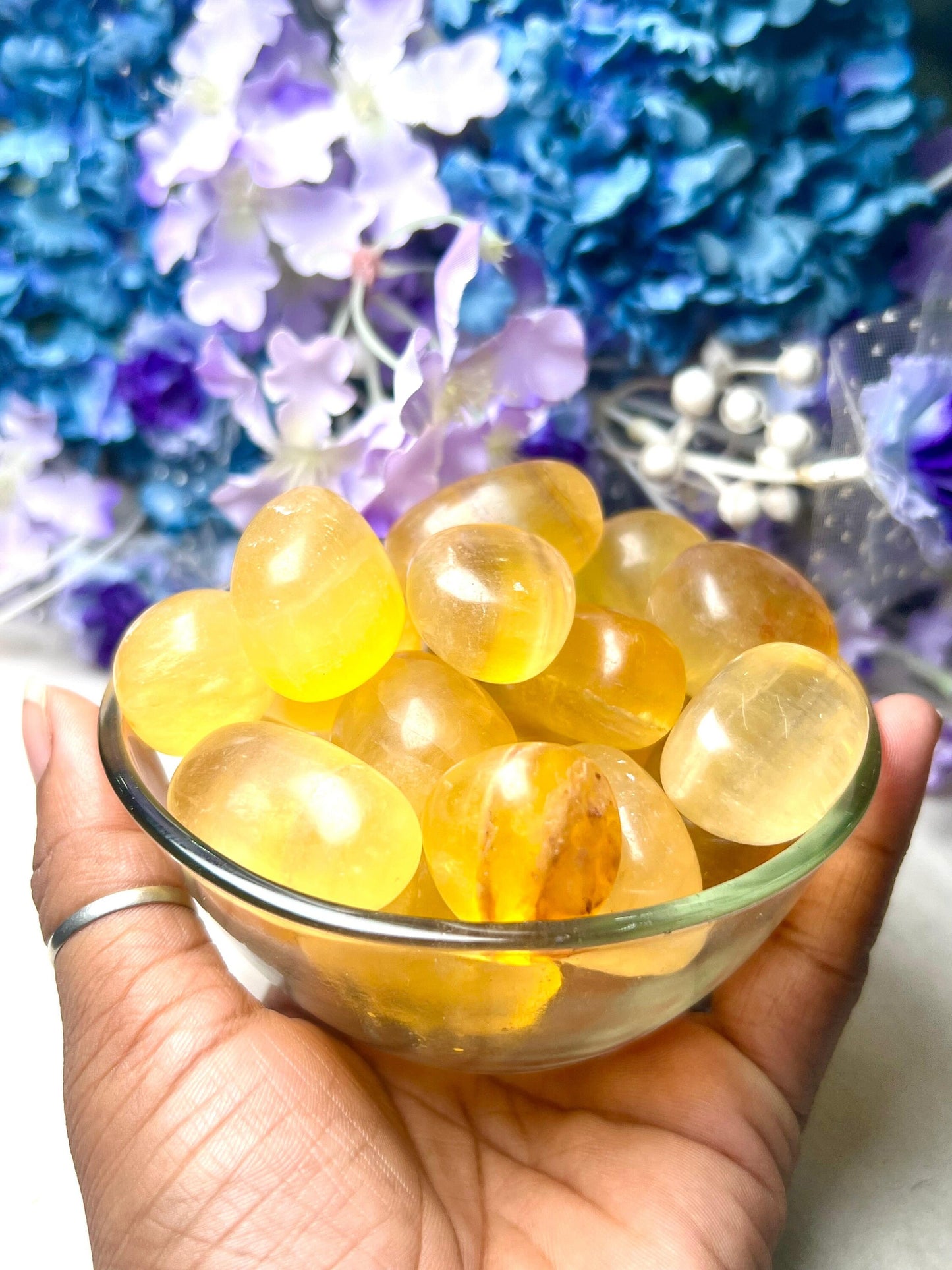 Yellow Fluorite Stone Tumbled Stone-Spiritual Stone- Healing Crystals in pack sizes of 1,3,5, and 10 Pieces Quality AAAAA +++++