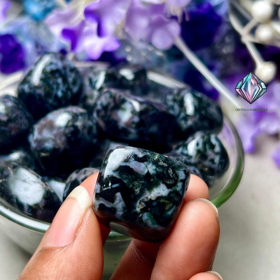 Mystic Merlinite/Indigo Gabbro stone TumbledStone-Spiritual Stone-Healing Crystals in pack sizes of 1,3,5, and 10 Pieces Quality AAAAA +++++