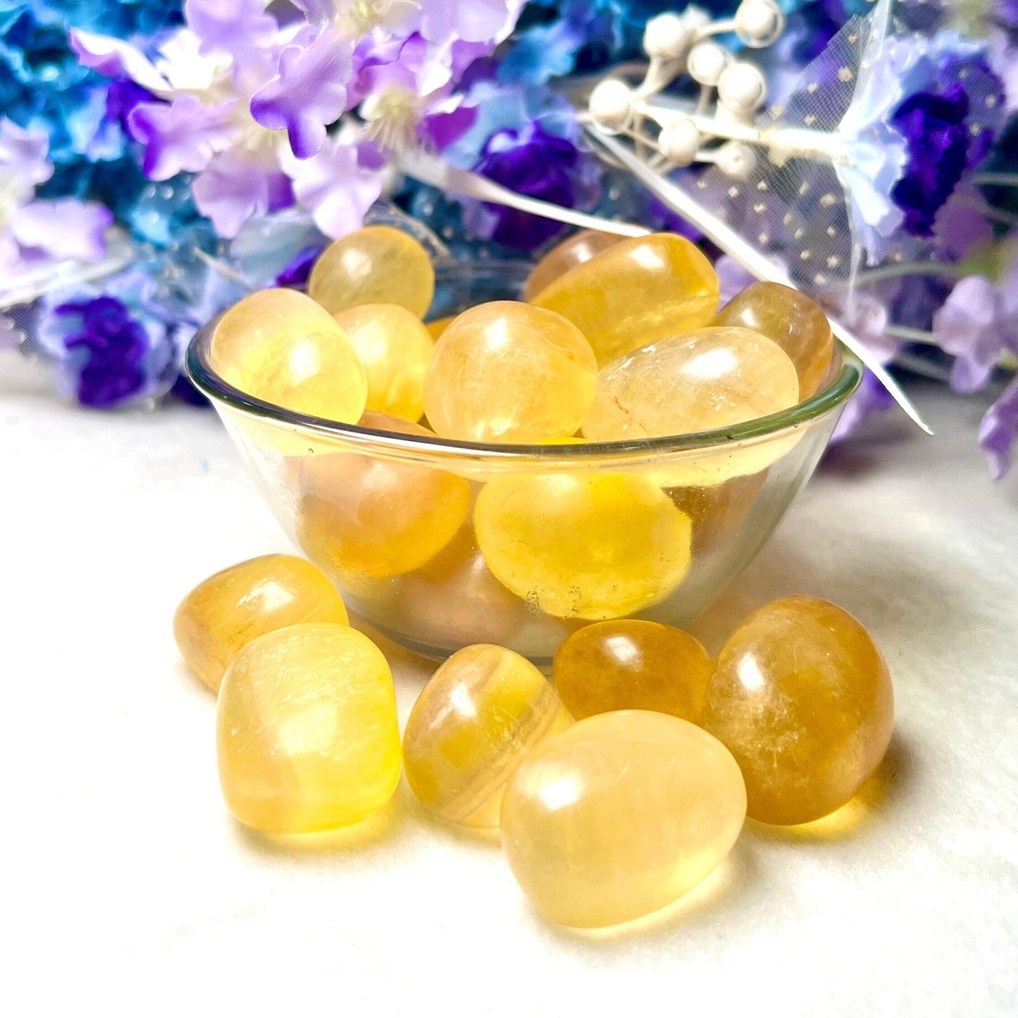 Yellow Fluorite Stone Tumbled Stone-Spiritual Stone- Healing Crystals in pack sizes of 1,3,5, and 10 Pieces Quality AAAAA +++++