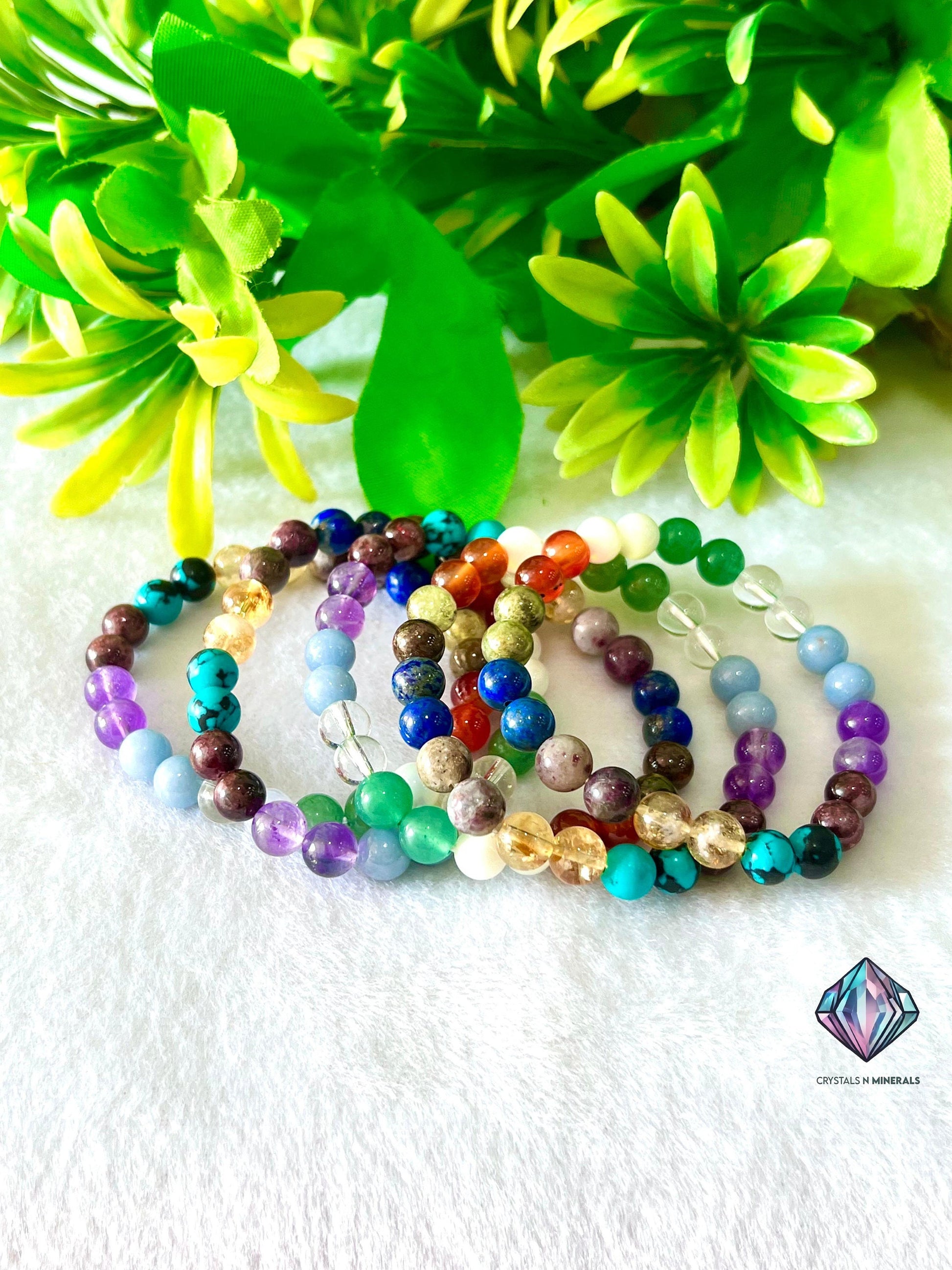 AstrologerStone Garnet,Amethyst,Angelite,Crystal,GAventurine,MOP,Carnelian,Tsavorite,Lapis,PTourmaline,Citrine,HowliteTurquoise Bracelet 8mm