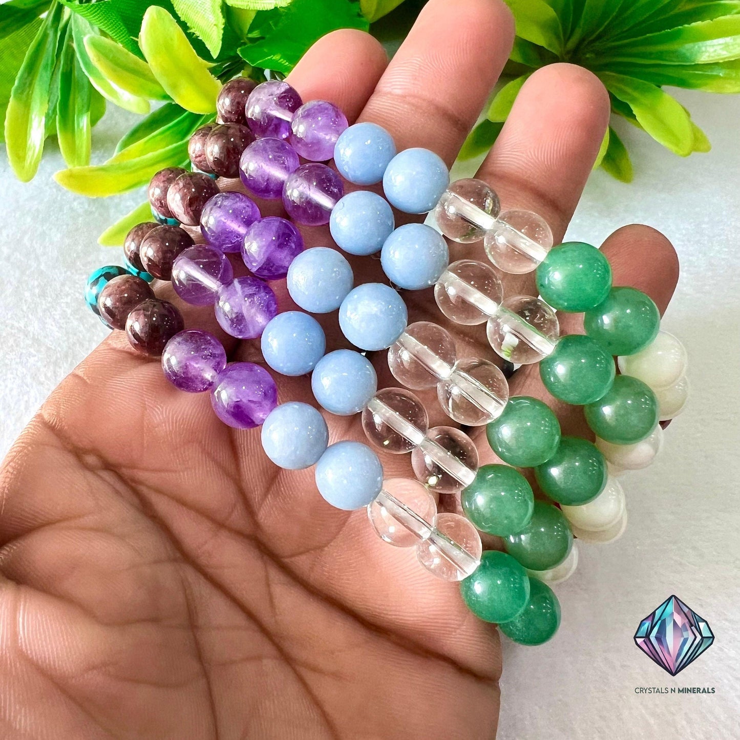 AstrologerStone Garnet,Amethyst,Angelite,Crystal,GAventurine,MOP,Carnelian,Tsavorite,Lapis,PTourmaline,Citrine,HowliteTurquoise Bracelet 8mm