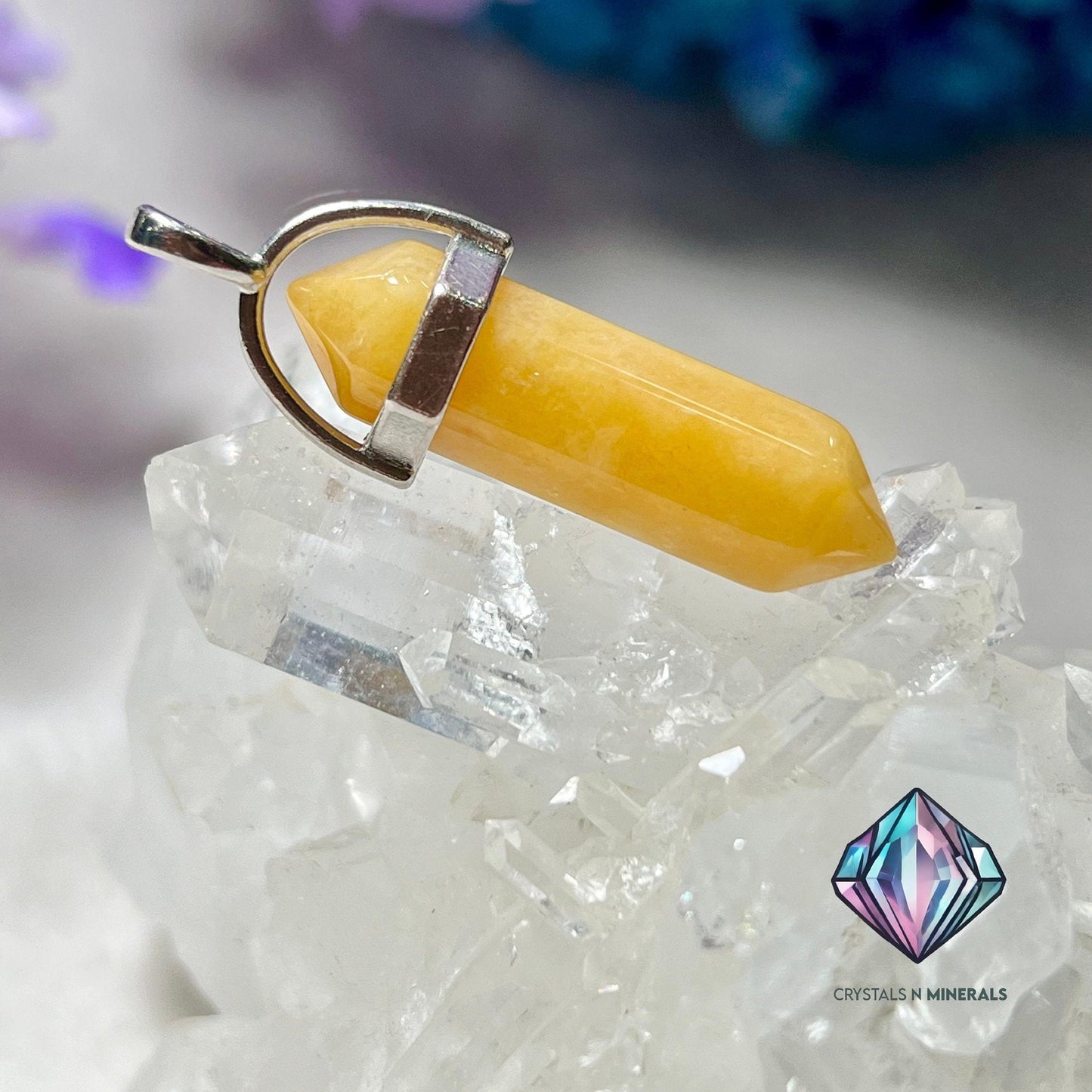 Golden Healer Stone Double Point Pencil Pendant with Black Cord