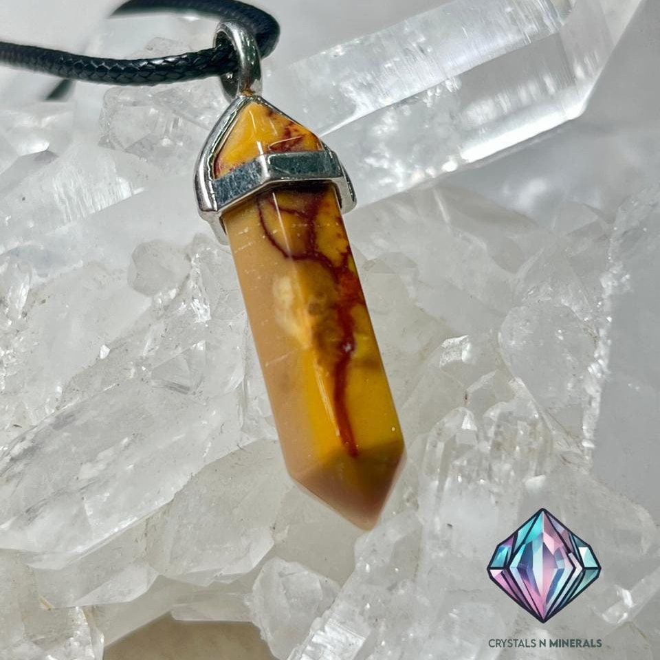 Mookite Jasper Stone Double Point Pencil Pendant with Black Cord