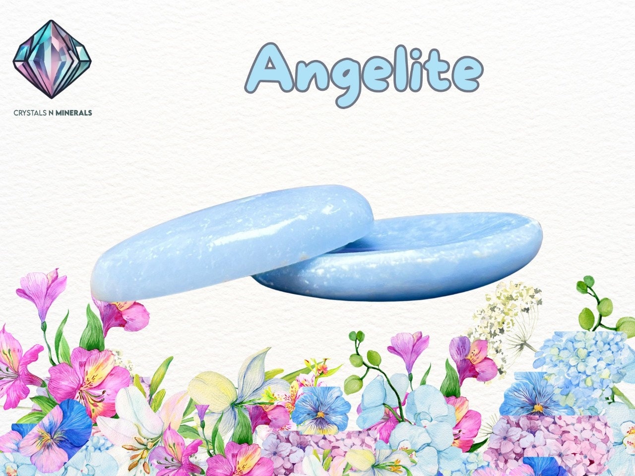 Angelite Stone Worry Stone – Crystal Worry Stone – Pocket Stone – Healing Crystal - 4cmx3cm Thumb Stone One (1) Piece