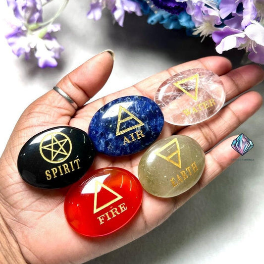 Five Elements Stone Set Earth, Air,Fire,Water & Spirit Magic, Spells, Wiccan,Metaphysical, Quartz,Carnelian,Sodalite,Aventurine , B Obsidian