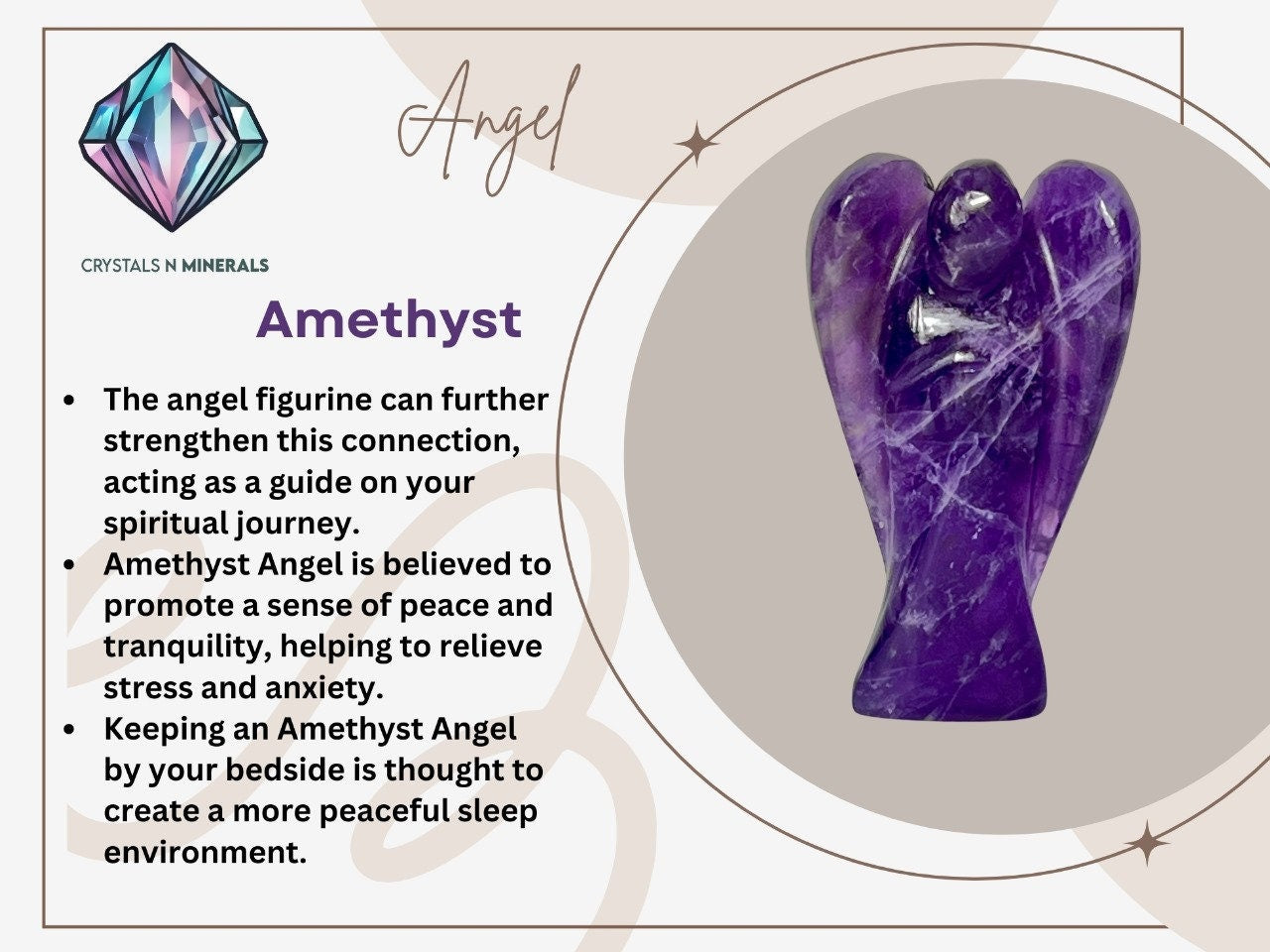 2" Amethyst Stone ANGEL (1) Piece Free standing guardian Angel crystal Reiki energy blessed hand carved Pocket Angel Angelic connection