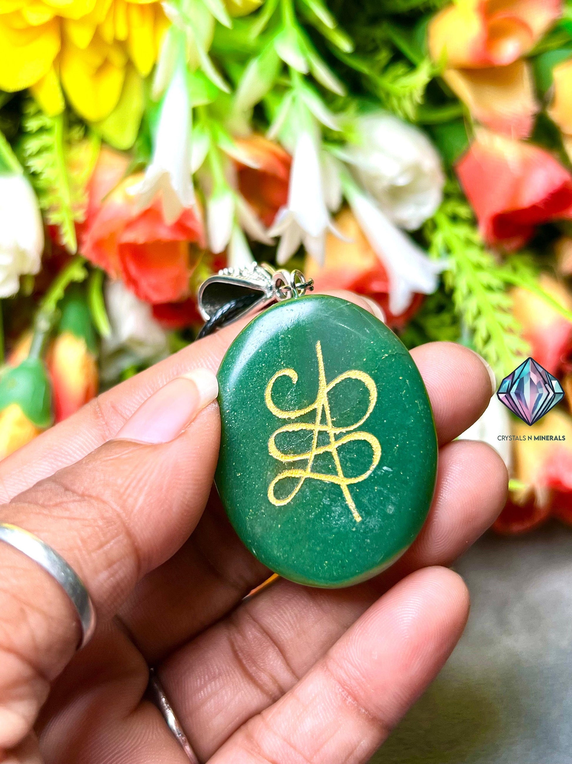 Green Jade Zibu Prosperity & Wealth Symbol Pendant – Angelic Talisman with Black Cord (40mm x 30mm)