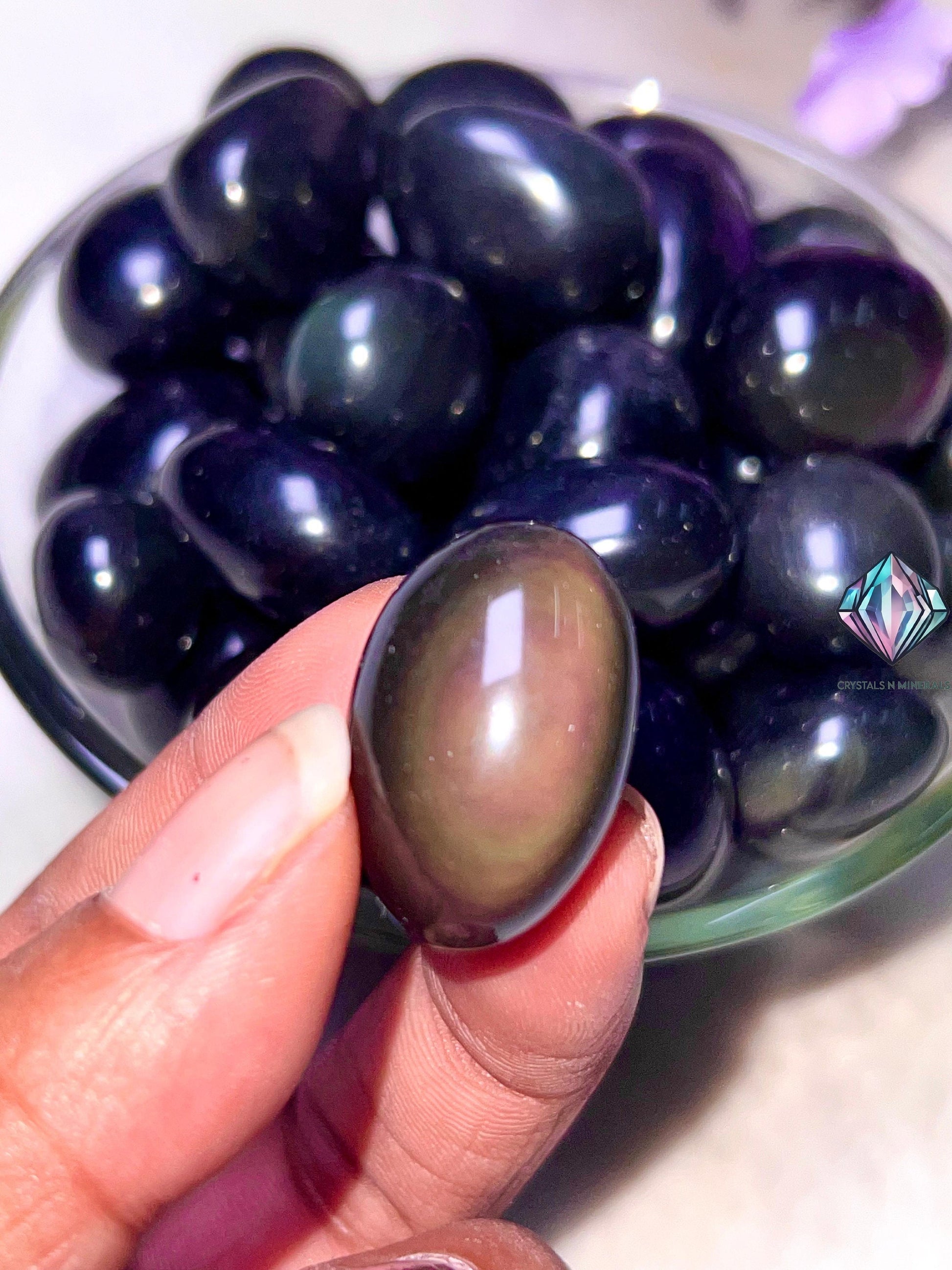 Rainbow Obsidian Tumbled Stone – Spiritual Healing Crystal – Available in Packs of 1, 3, 5, and 10 Pieces (AAAAA+ Quality)