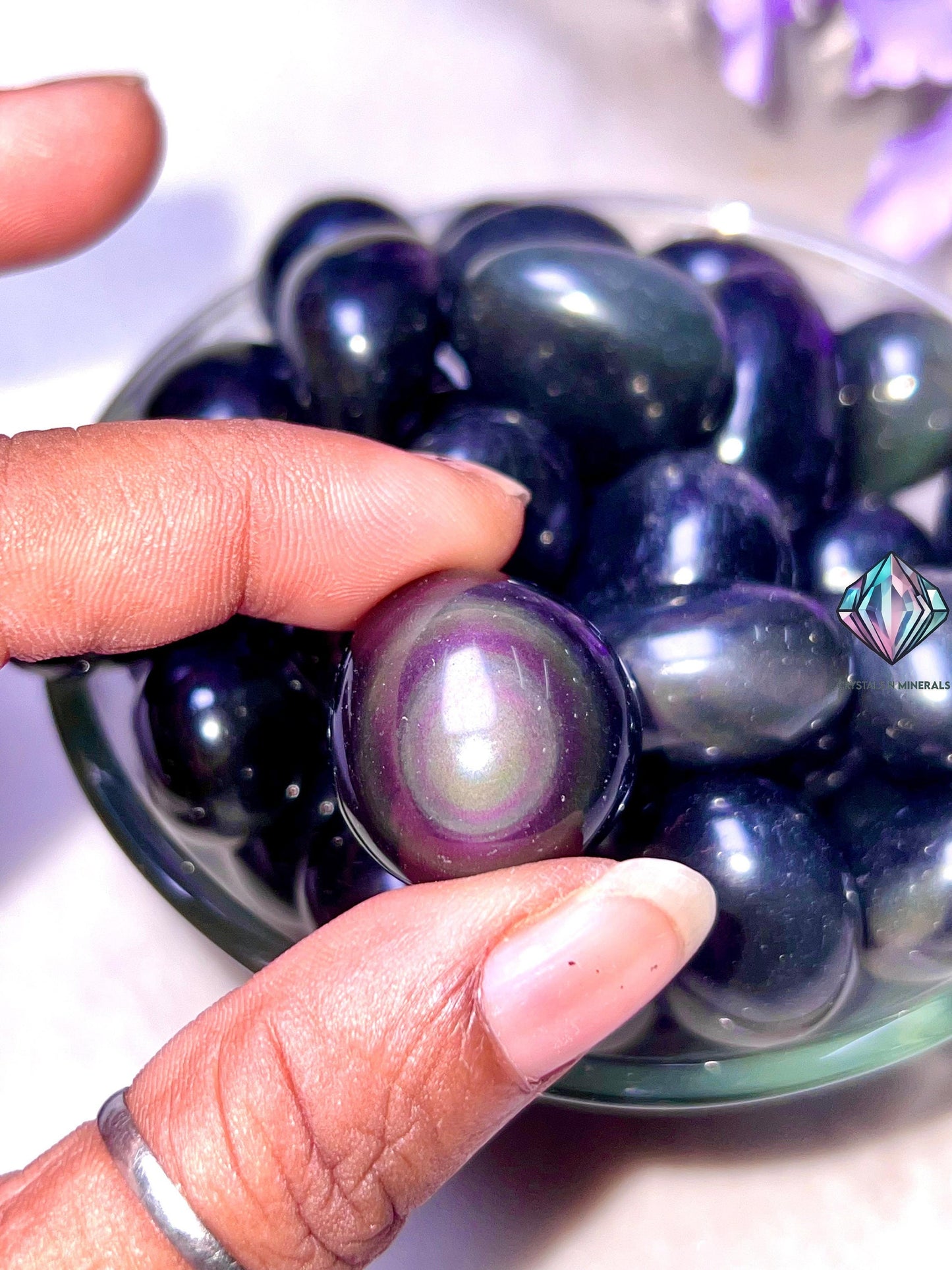 Rainbow Obsidian Tumbled Stone – Spiritual Healing Crystal – Available in Packs of 1, 3, 5, and 10 Pieces (AAAAA+ Quality)