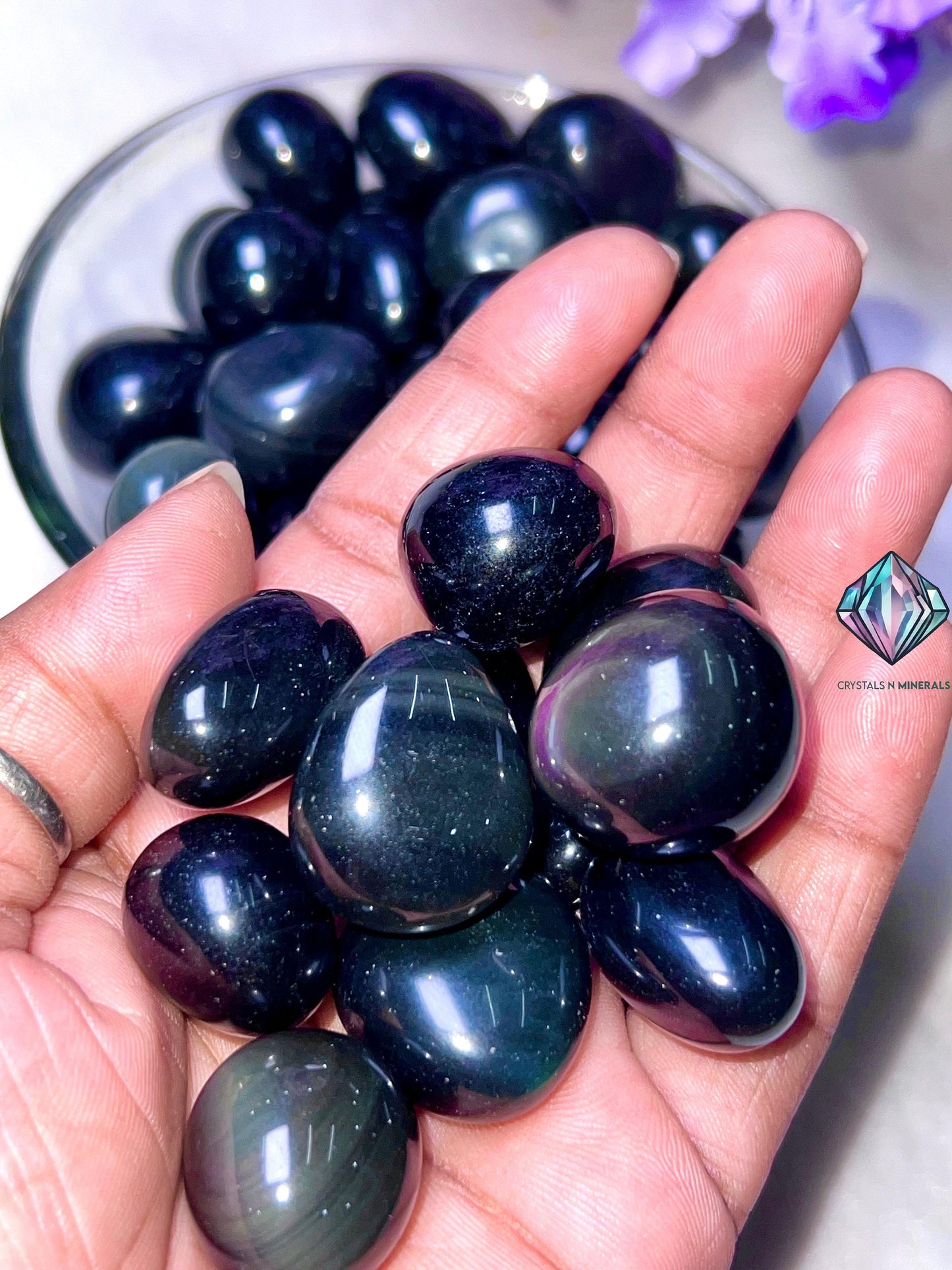 Rainbow Obsidian Tumbled Stone – Spiritual Healing Crystal – Available in Packs of 1, 3, 5, and 10 Pieces (AAAAA+ Quality)