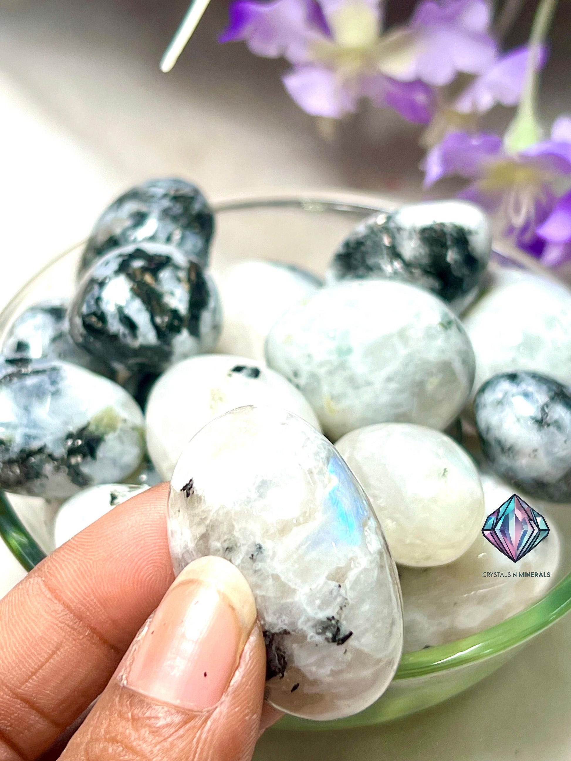 Rainbow Moonstone Stone Tumbled Stone - Spiritual Stone -Healing Crystals in pack sizes of 1,3,5, and 10 Pieces Quality AAAAA +++++