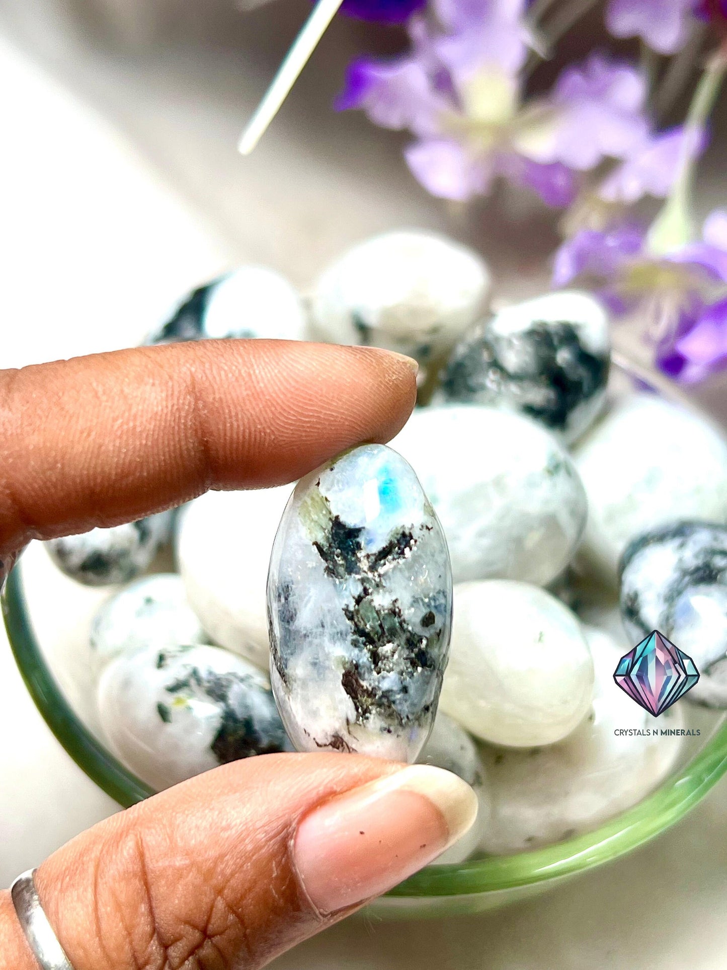 Rainbow Moonstone Stone Tumbled Stone - Spiritual Stone -Healing Crystals in pack sizes of 1,3,5, and 10 Pieces Quality AAAAA +++++