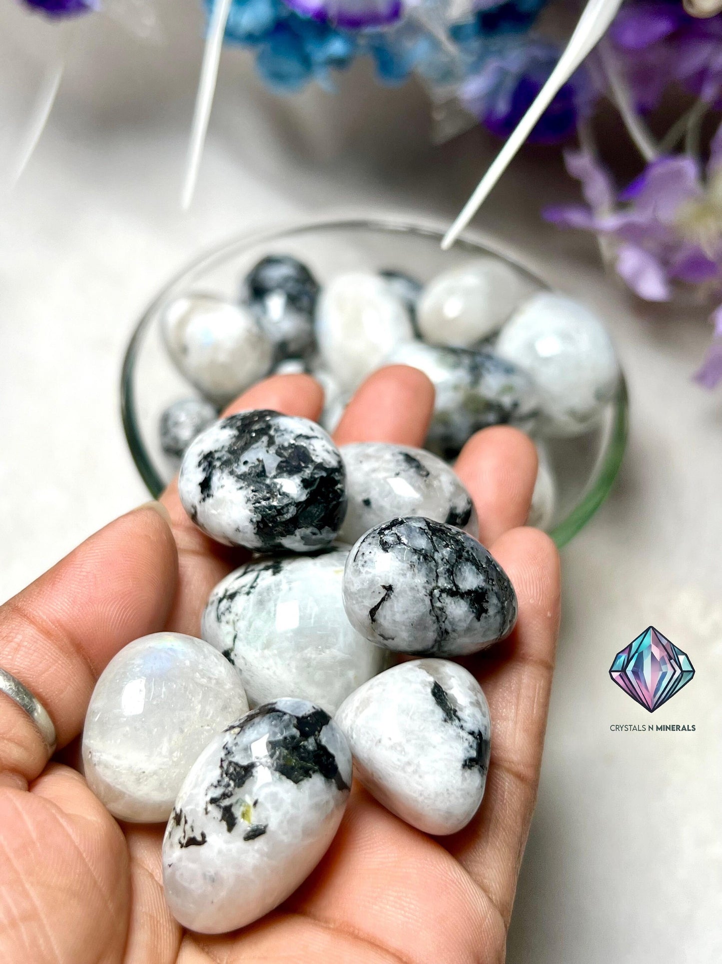 Rainbow Moonstone Stone Tumbled Stone - Spiritual Stone -Healing Crystals in pack sizes of 1,3,5, and 10 Pieces Quality AAAAA +++++