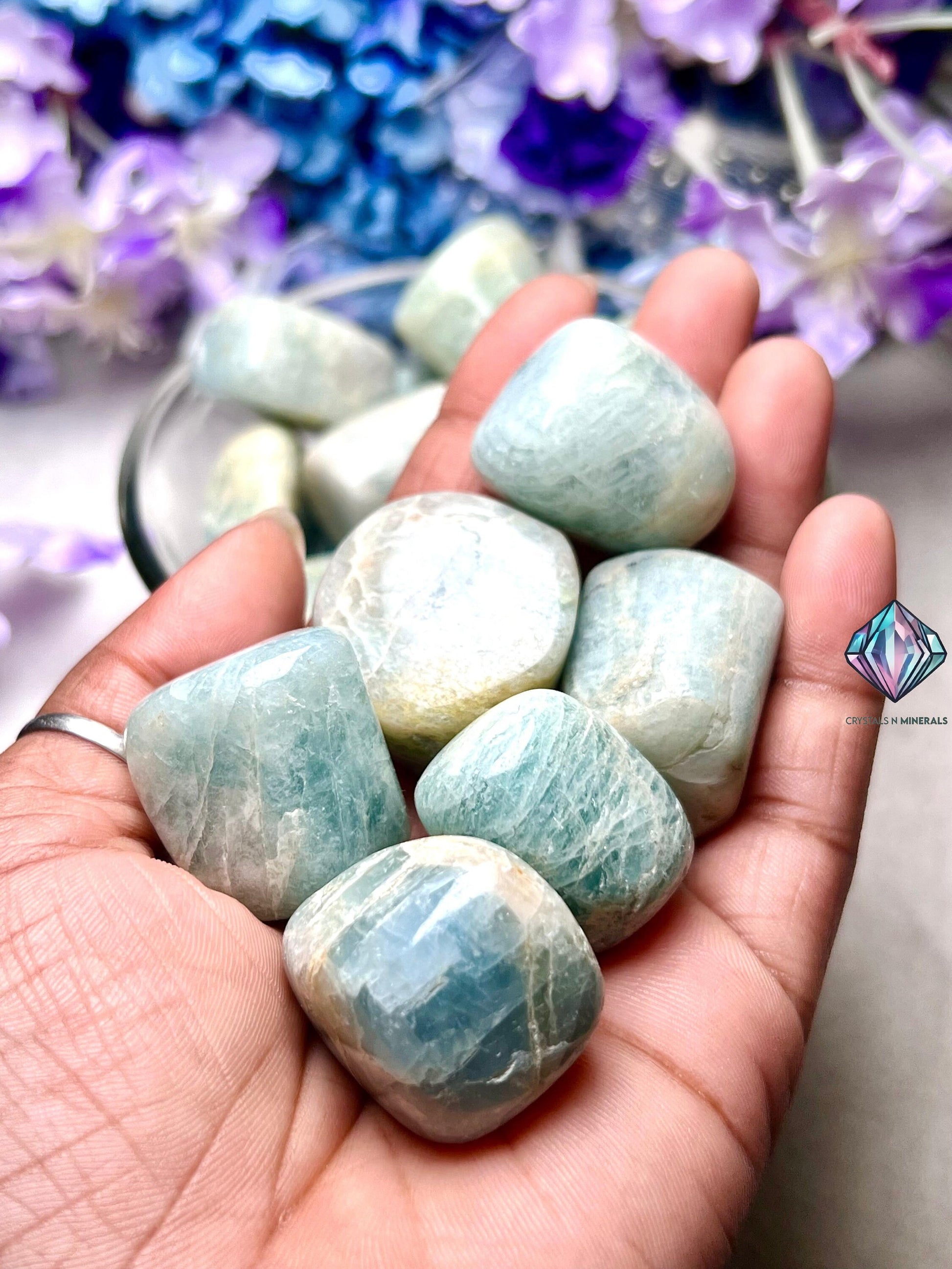 Aquamarine Stone Tumbled Stone - Spiritual Stone -Healing Crystals in pack sizes of 1,3,5, and 10 Pieces Quality AAAAA +++++