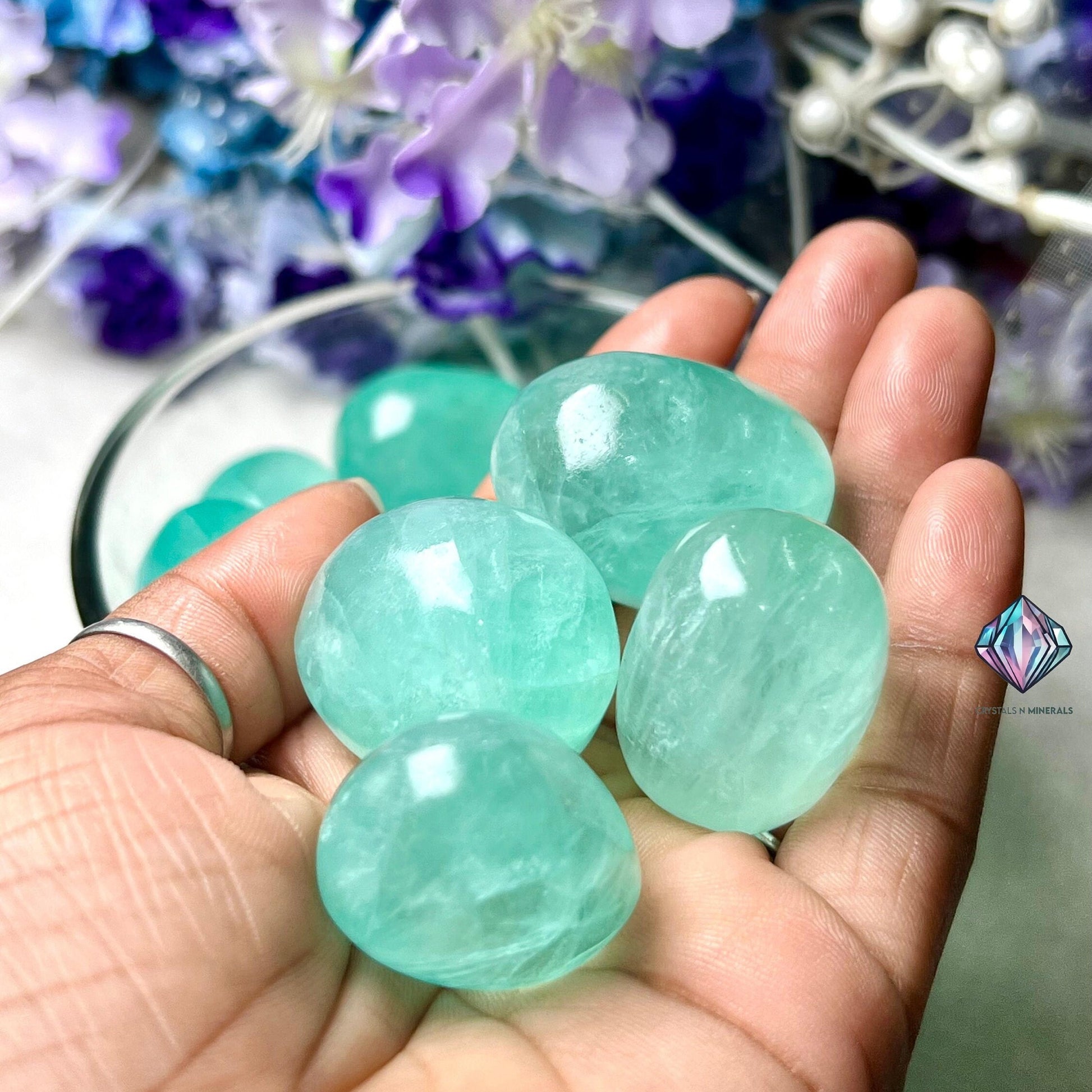 Pista Green Fluorite Stone Tumbled Stone-Spiritual Stone- Healing Crystals in pack sizes of 1,3,5, and 10 Pieces Quality AAAAA +++++