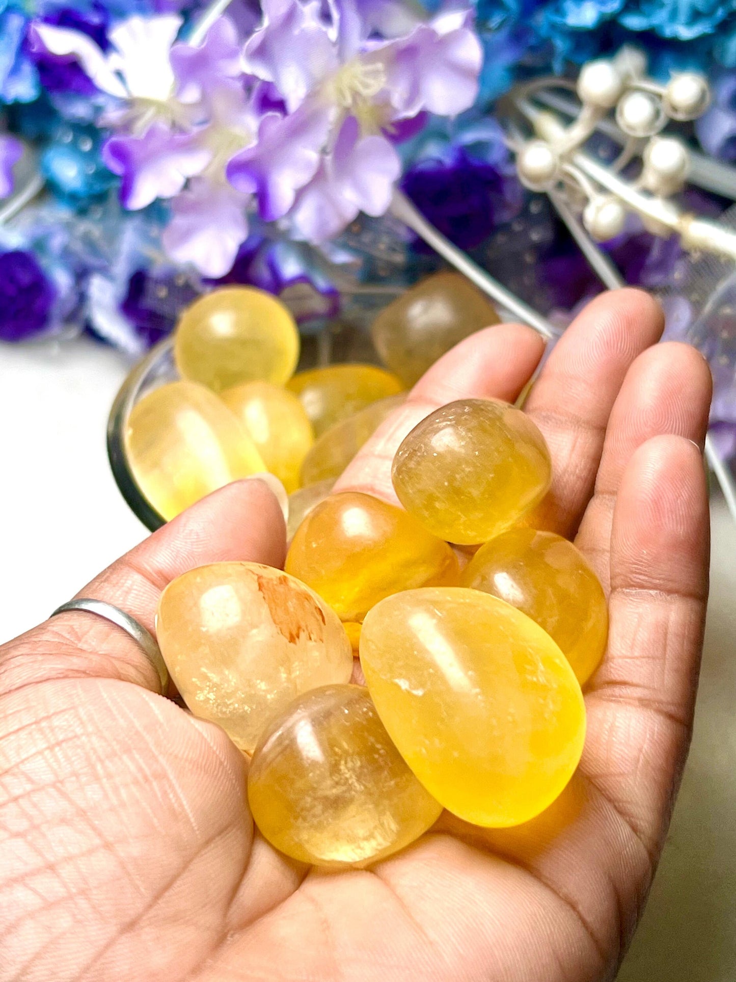 Yellow Fluorite Stone Tumbled Stone-Spiritual Stone- Healing Crystals in pack sizes of 1,3,5, and 10 Pieces Quality AAAAA +++++