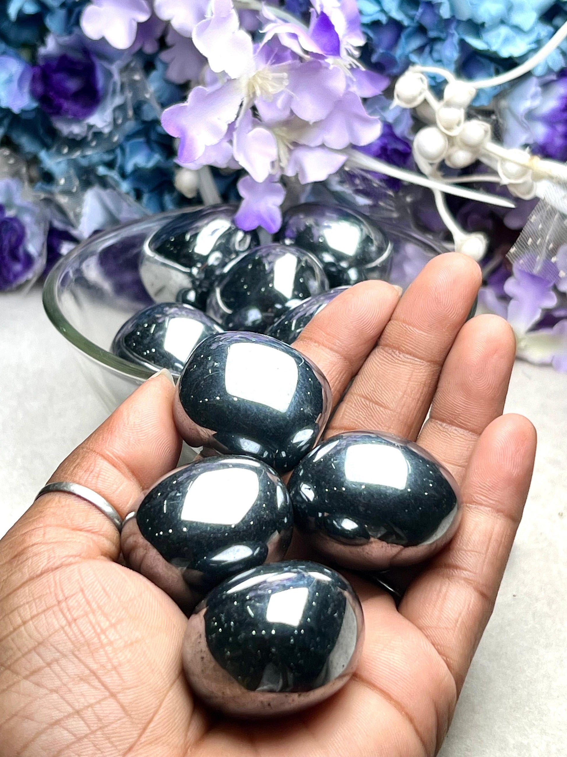 Elite Shungite Stone Tumbled Stone - Spiritual Stone -Healing Crystals in pack sizes of 1,3,5, and 10 Pieces Quality AAAAA +++++