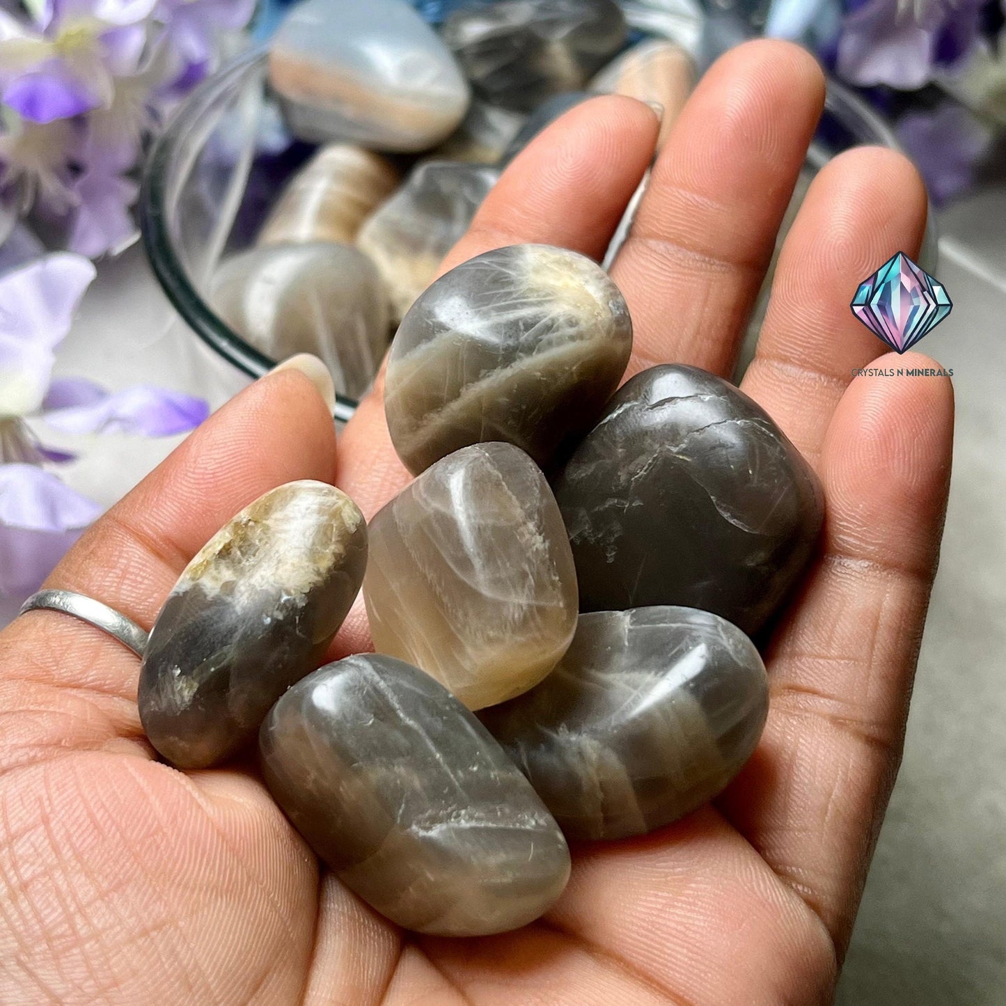 Black Moonstone Tumbled Stone - Spiritual Stone -Healing Crystals in pack sizes of 1,3,5, and 10 Pieces Quality AAAAA +++++