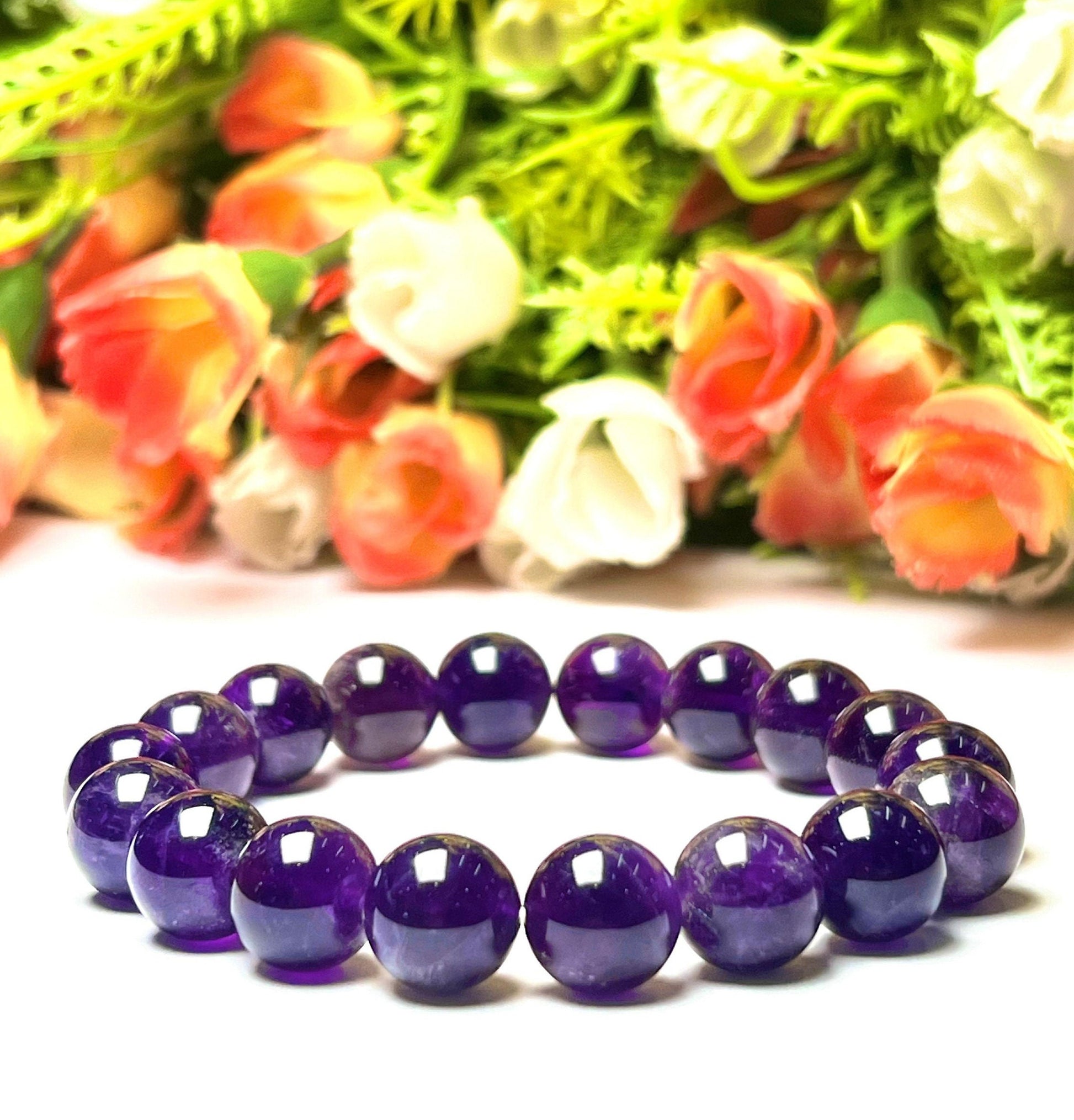 Men's 12 mm Amethyst Stone Bracelet| Jewelry for Men