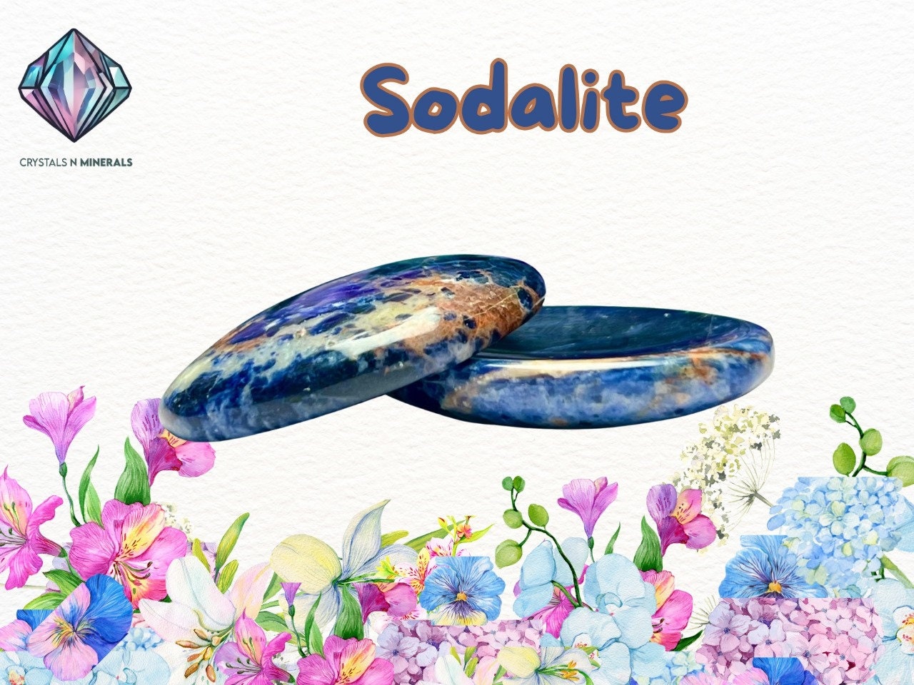 Sodalite Stone Worry Stone – Crystal Worry Stone – Pocket Stone – Healing Crystal - 4cmx3cm Thumb Stone One (1) Piece