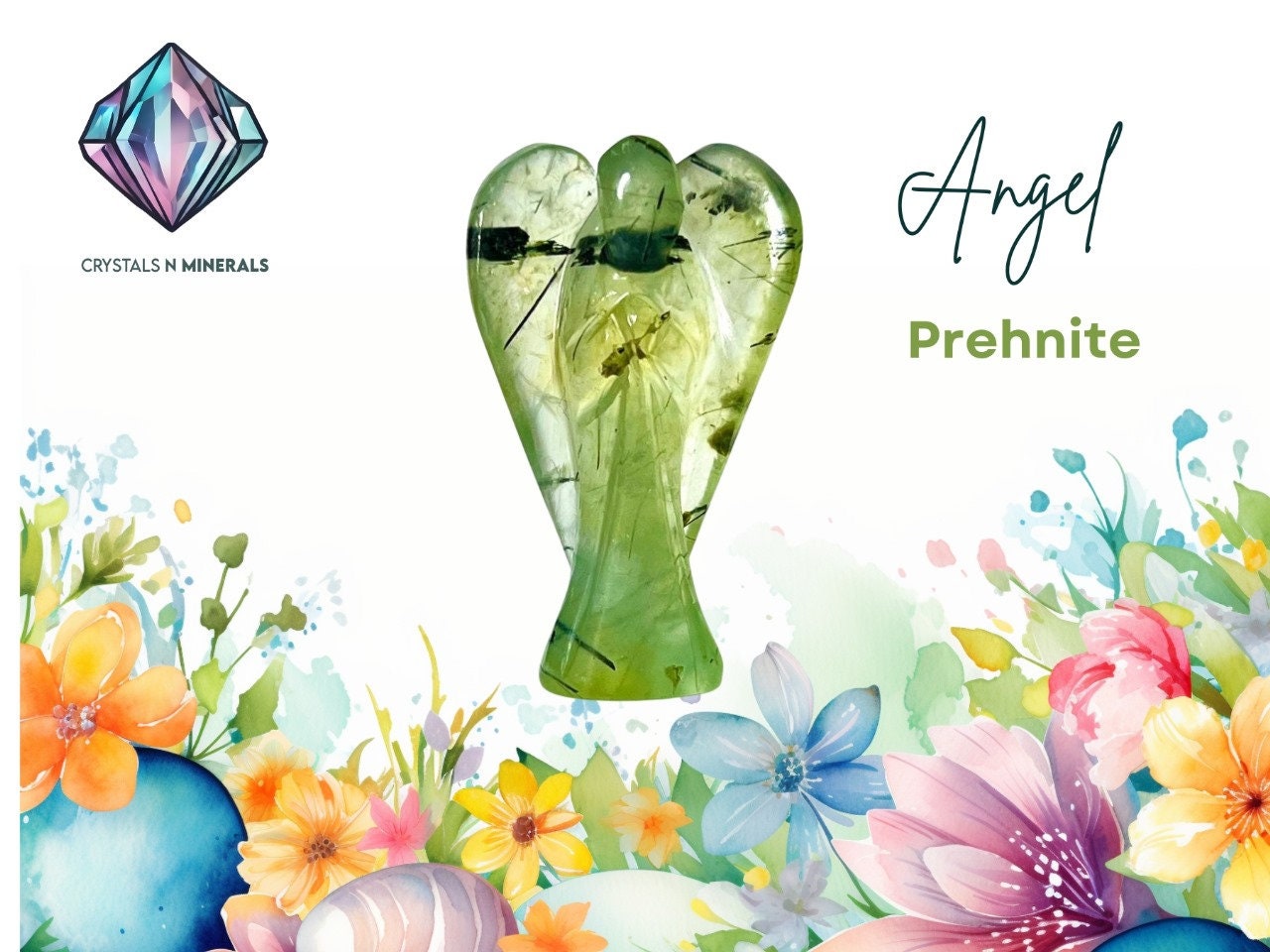 2" Prehnite Stone ANGEL (1) Piece Free standing guardian Angel crystal Reiki energy blessed hand carved Pocket Angel Angelic connection