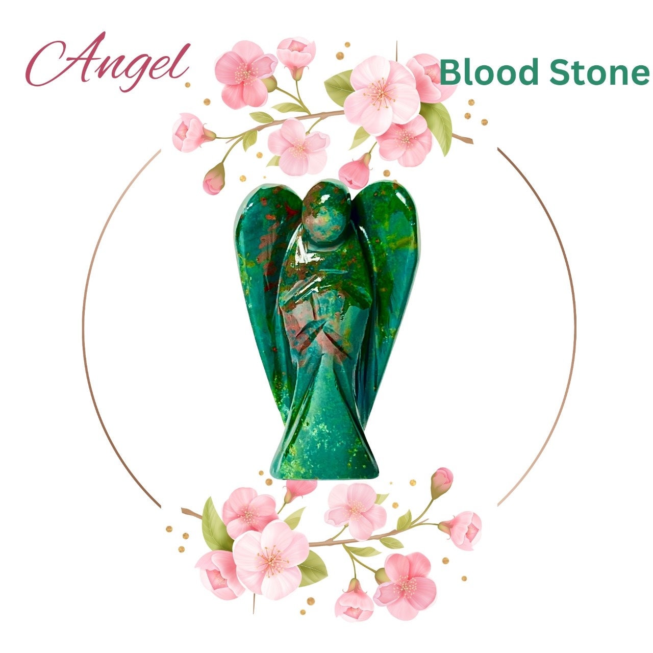 2" Blood Stone Crystal Stone ANGEL One(1)Piece Free standing guardian Angel crystal Reiki energy blessed hand carved Angelic connection