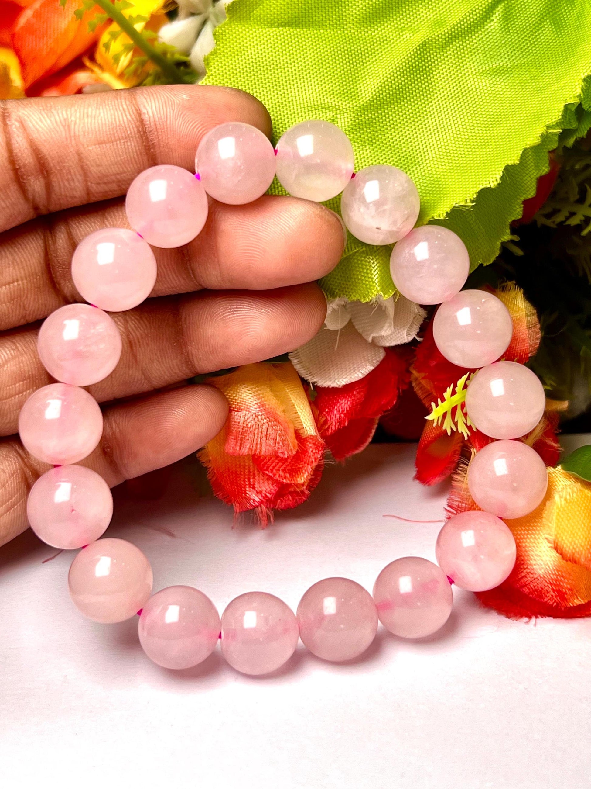 Men's 12 MM Rose Quartz Stone Bracelet| Jewelry for Men| Good For Love