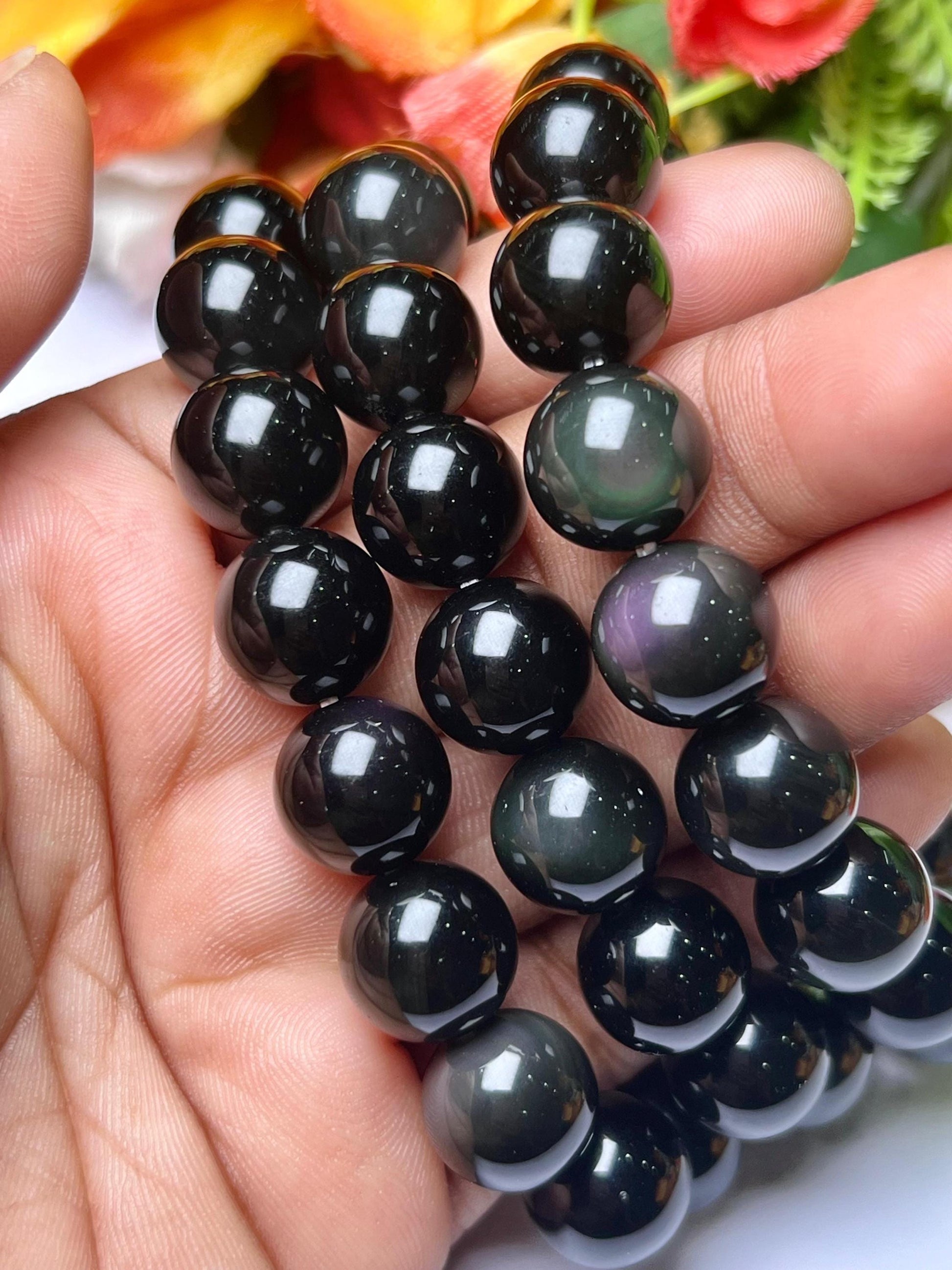 Men's 12 MM Rainbow Obsidian Stone Bracelet| Jewelry for Men