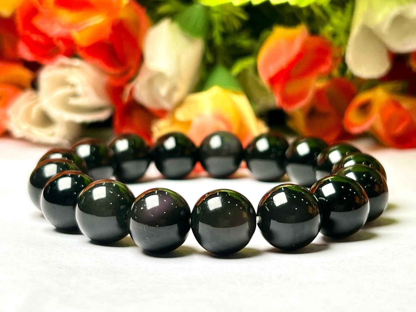 Men's 12 MM Rainbow Obsidian Stone Bracelet| Jewelry for Men