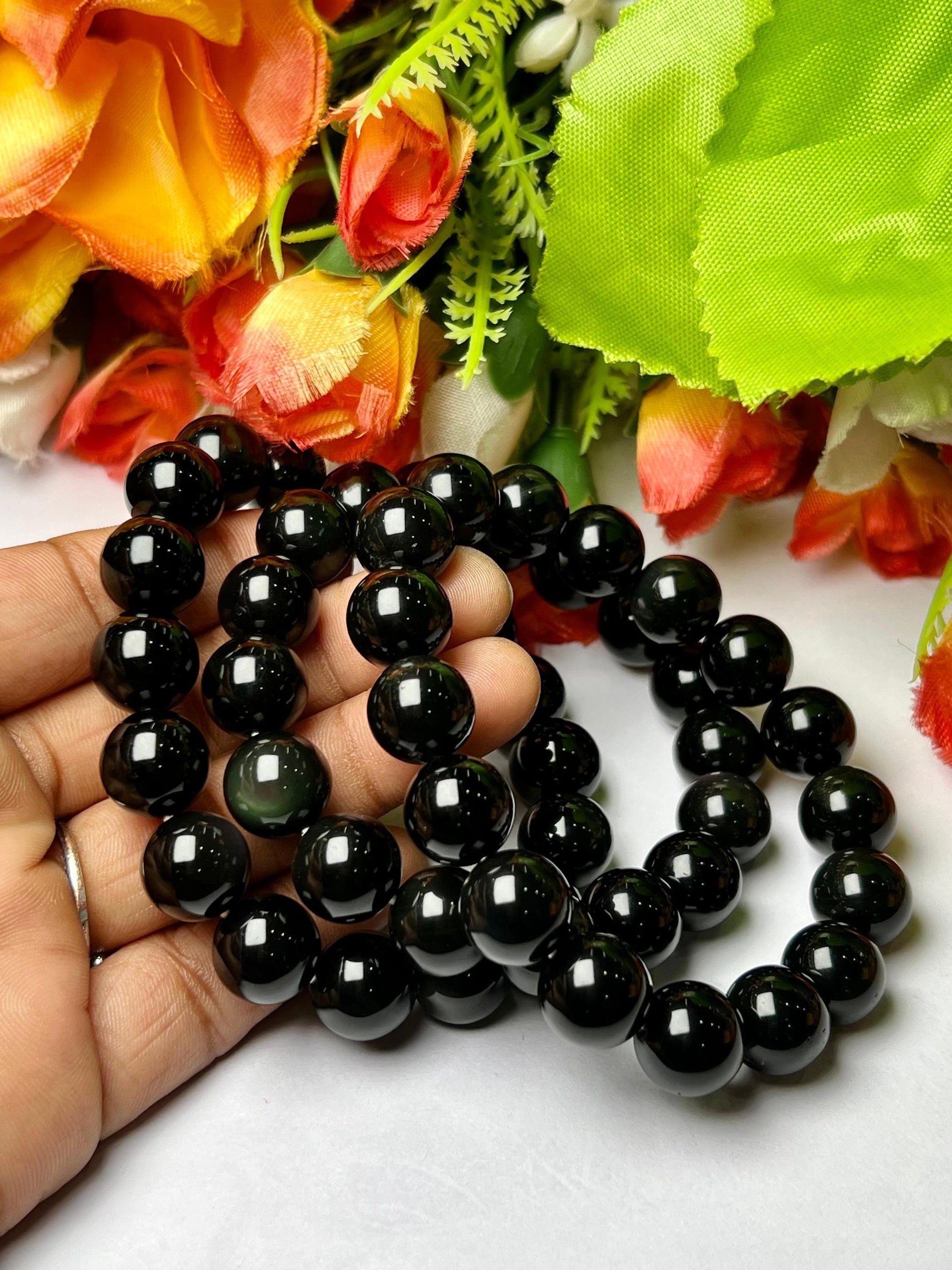 Men's 12 MM Rainbow Obsidian Stone Bracelet| Jewelry for Men