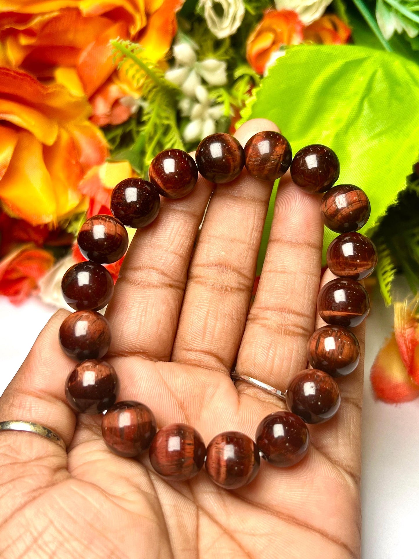 Men's 12 MM Red Tiger Eye Stone Bracelet| Jewelry for Men