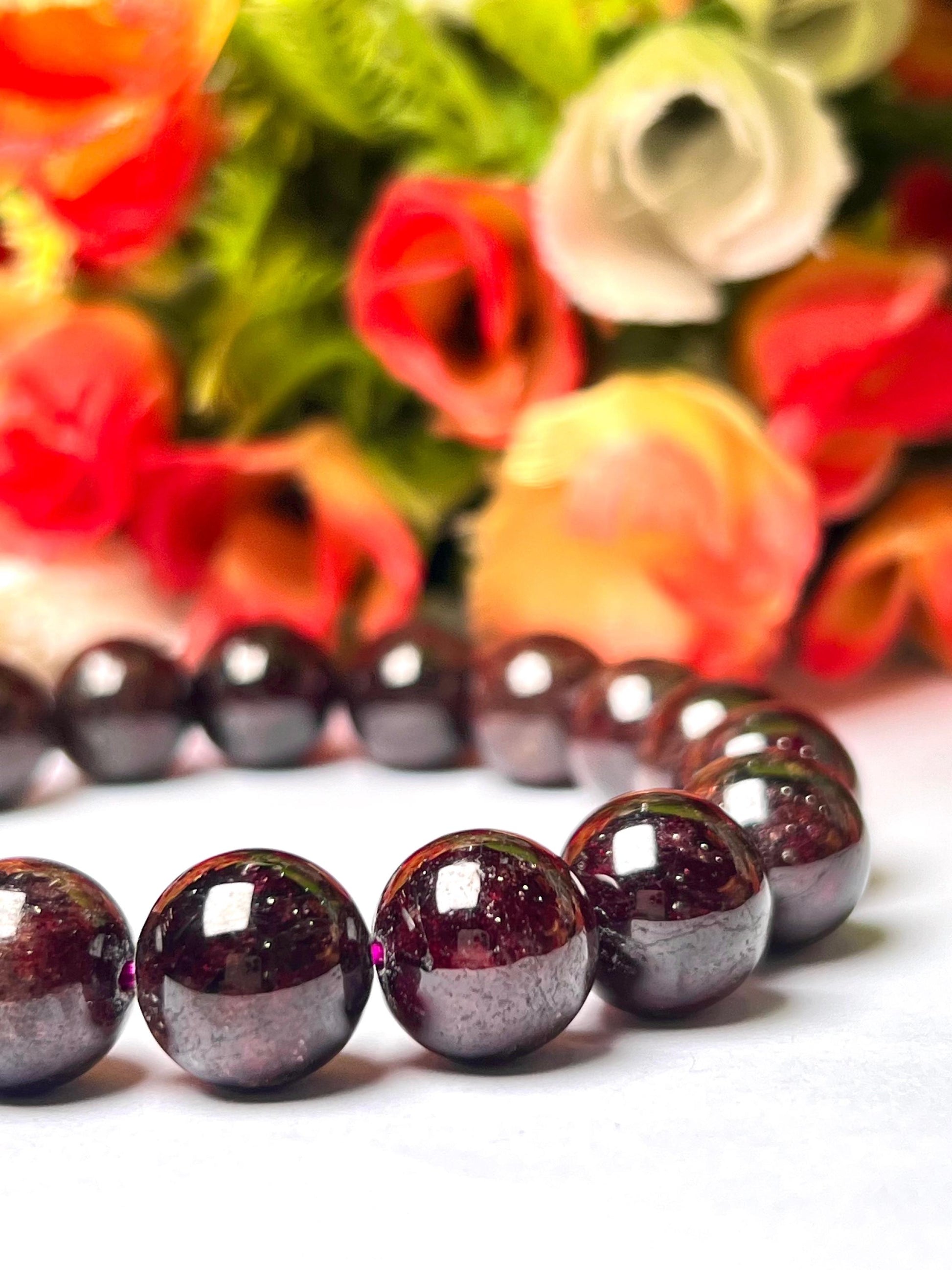 Garnet Stone Bracelet l Stretchable Bracelet l Unisex Bracelet l 8 MM Bracelet