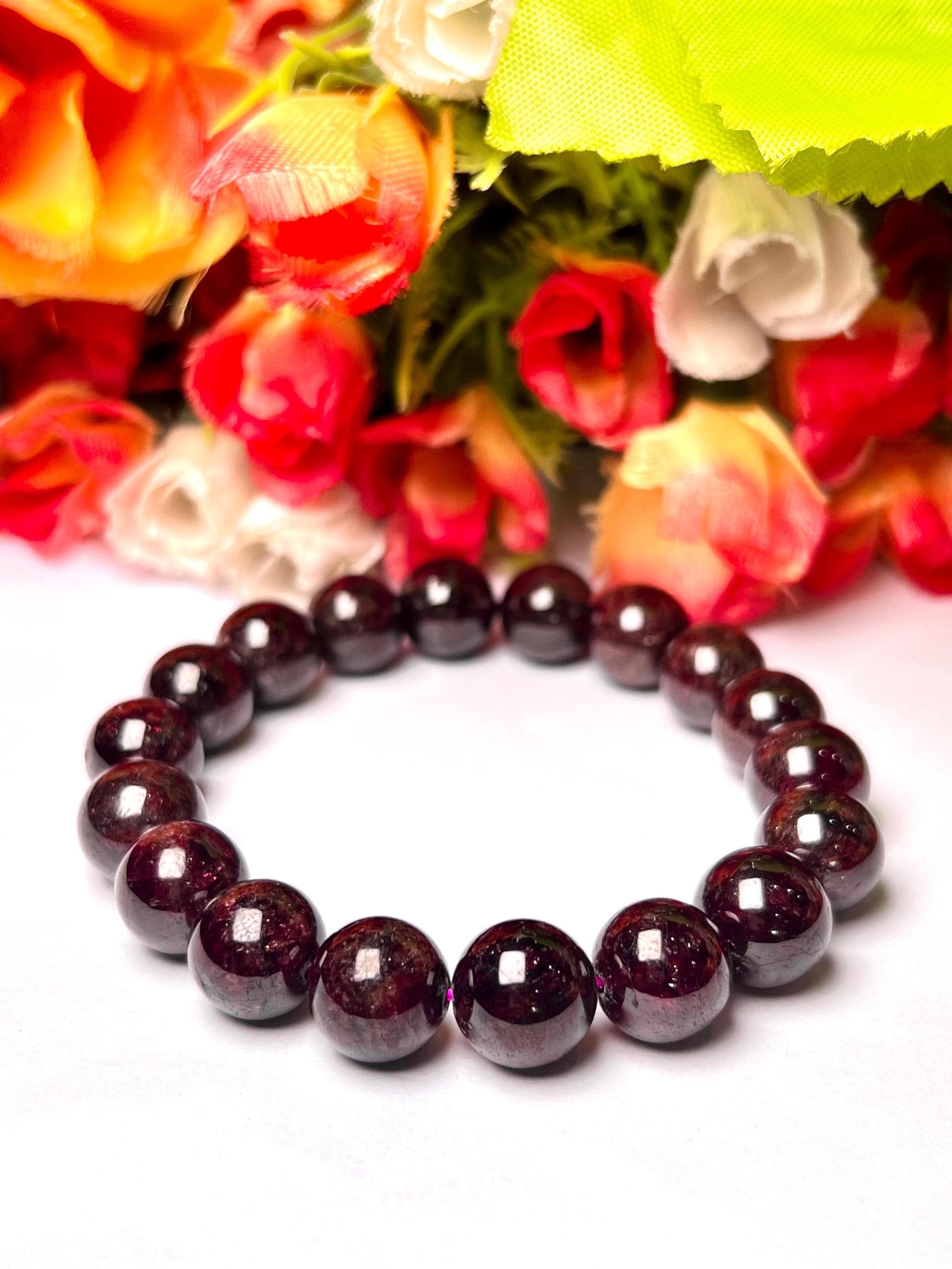 Garnet Stone Bracelet l Stretchable Bracelet l Unisex Bracelet l 8 MM Bracelet