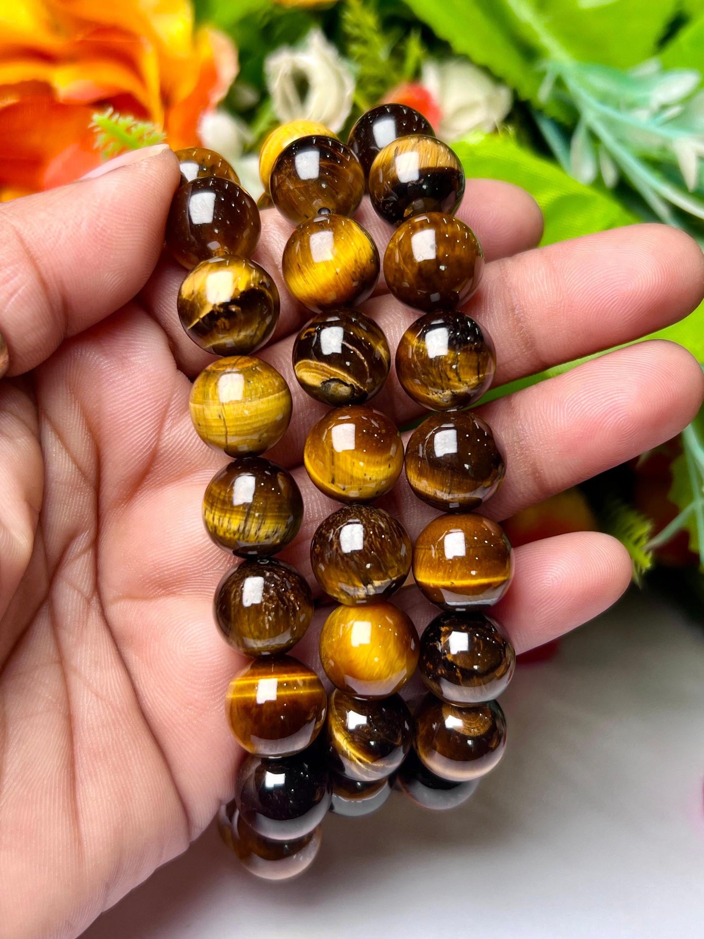 Men's 12 MM Yellow Tiger Eye Stone Bracelet| Jewelry for Men