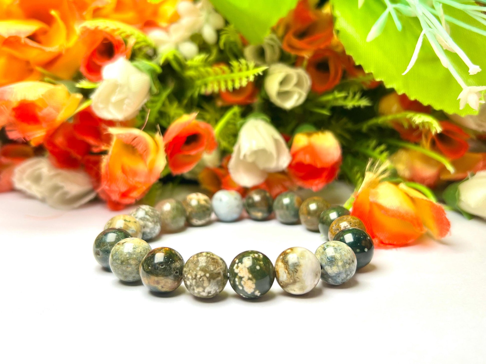 Men's 12 MM Ocean Jasper Stone Bracelet| Jewelry for Men