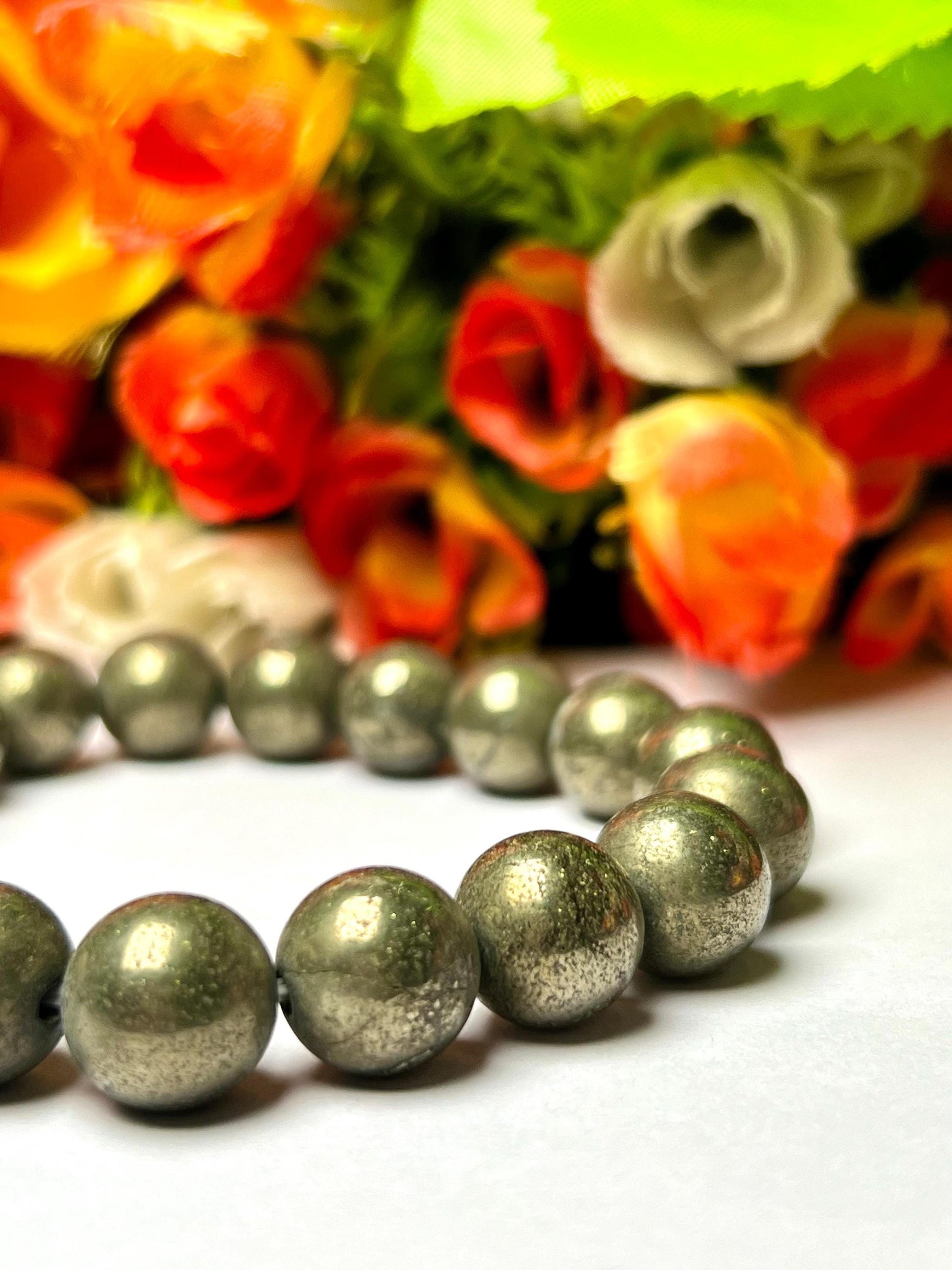 Men's 12 MM Pyrite Stone Bracelet| Jewelry for Men