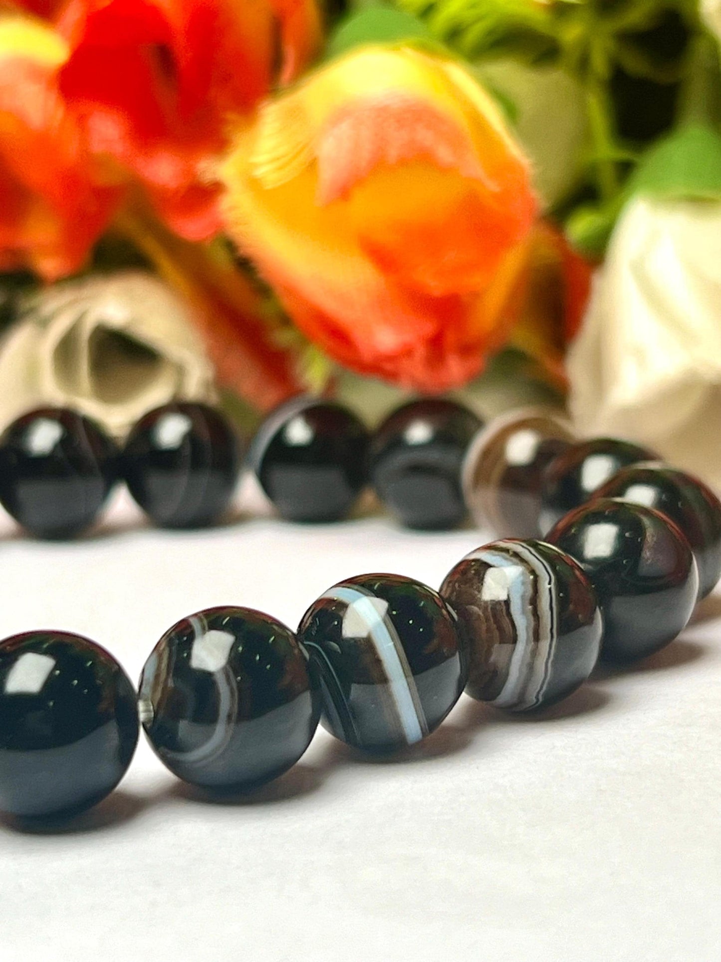 Black Sulemani Stone Bracelet| l Stretchable Bracelet l Unisex Bracelet l 8 MM Bracelet