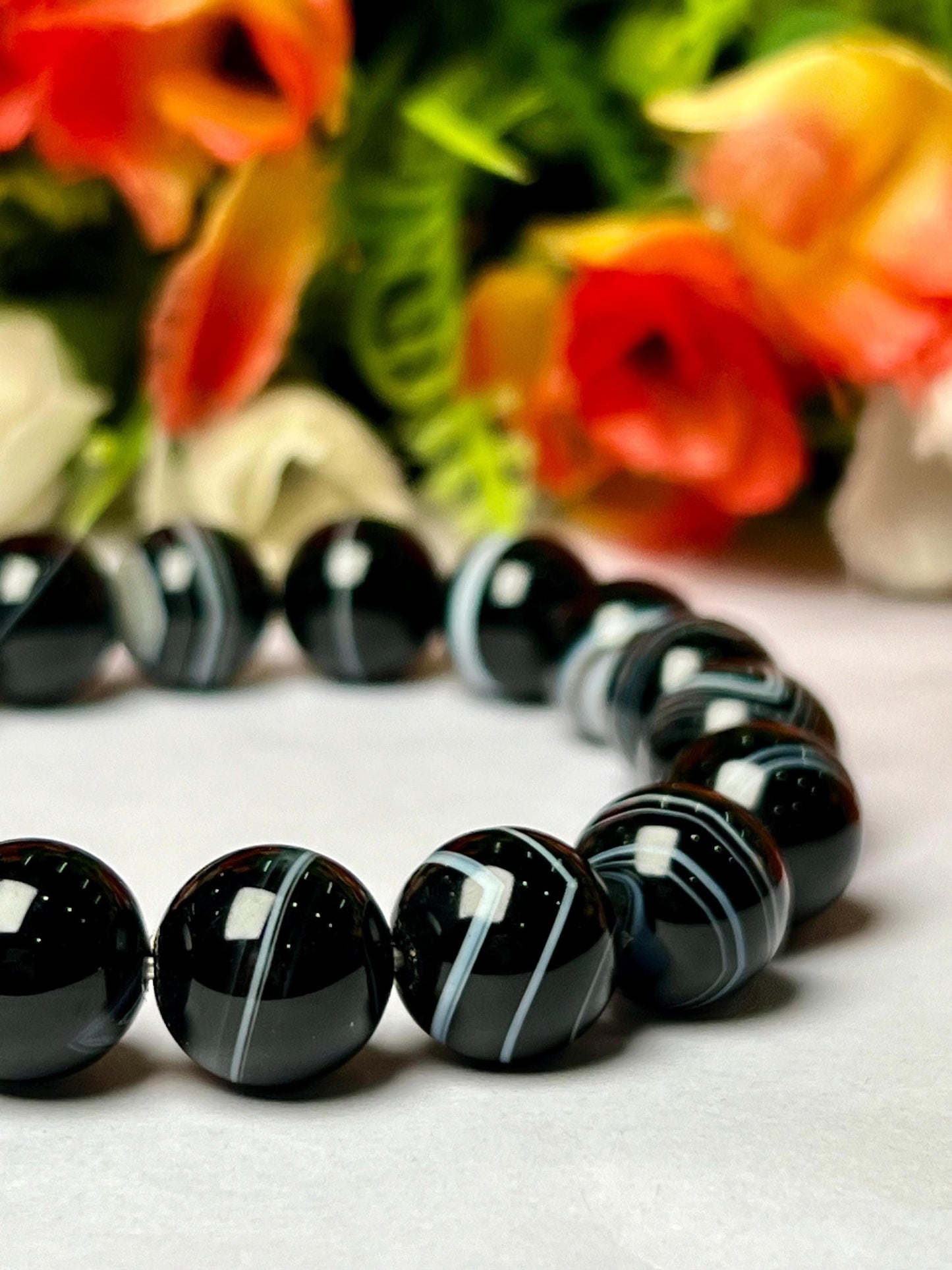 Men's 12 MM Black Sulemani Stone Bracelet| Jewelry for Men