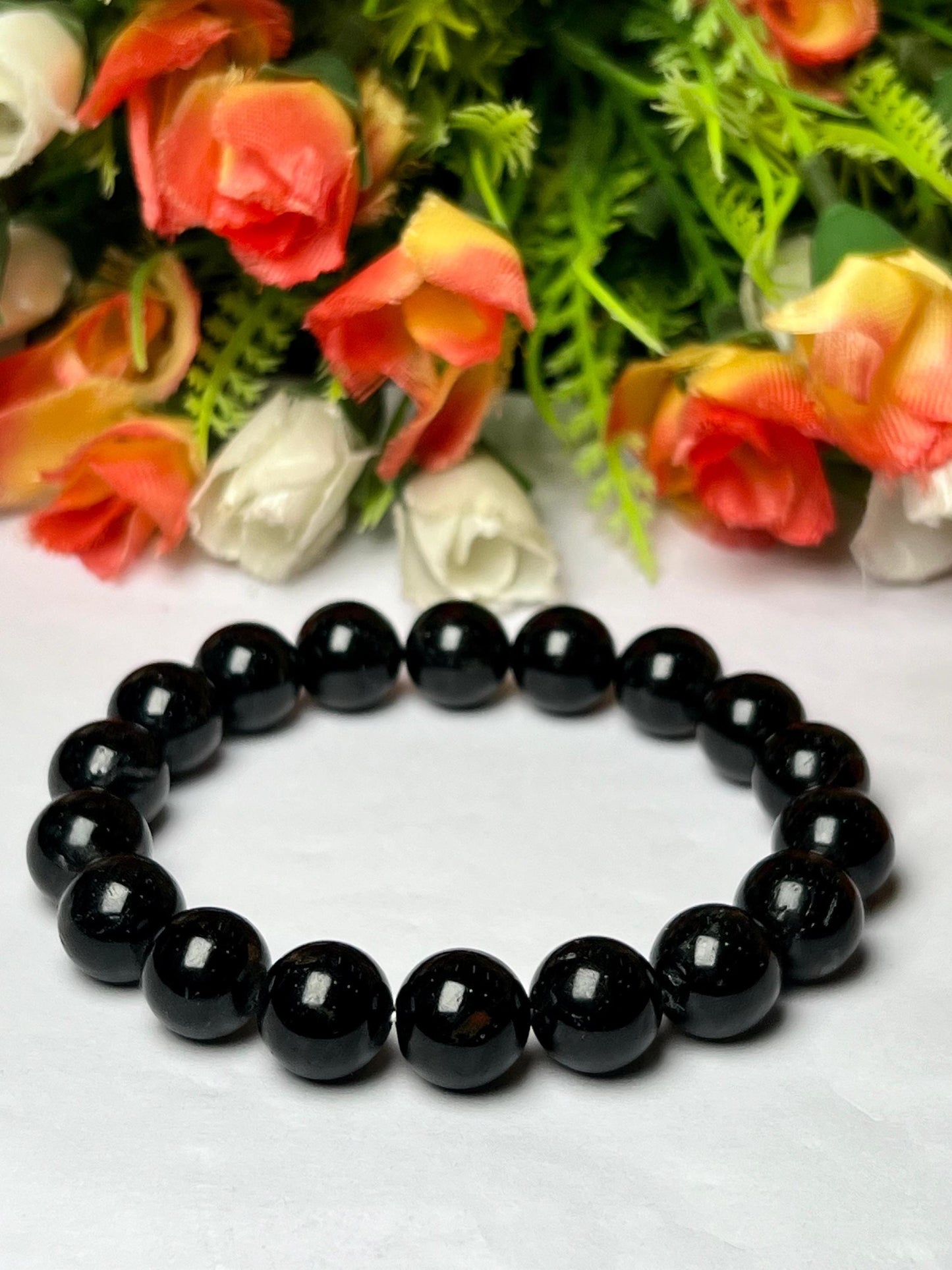 Men's 12 MM Black Tourmaline Stone Bracelet| Grounding & Protection Bracelet| Jewelry for Men| Protection Talisman| Strength| Calming Stones